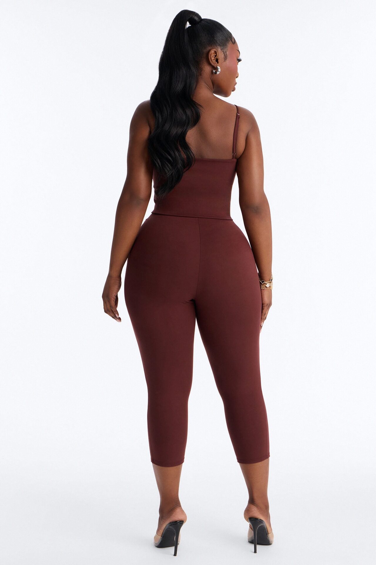 Mila Tank Top Capri Set - Brown