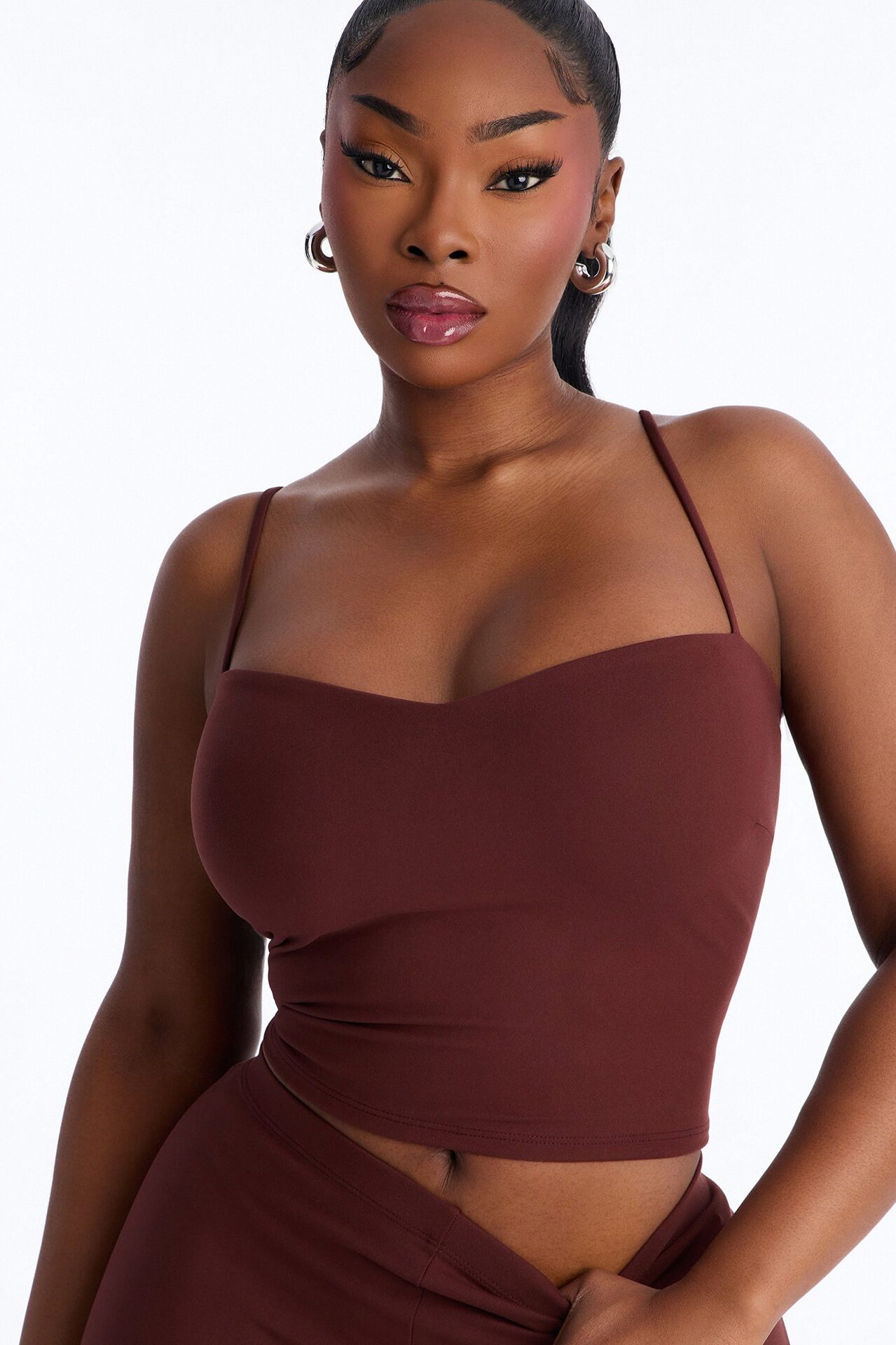 Mila Tank Top Capri Set - Brown