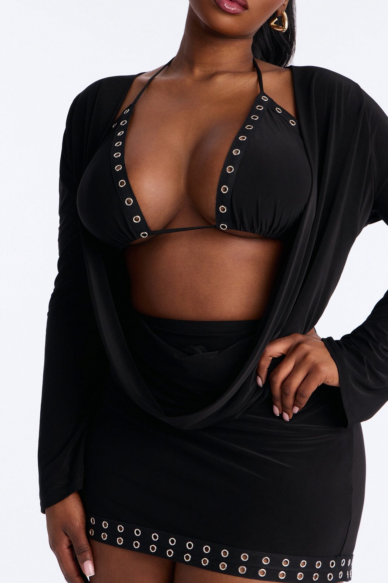 Imelda 3 Piece Mini Skirt Set - Black