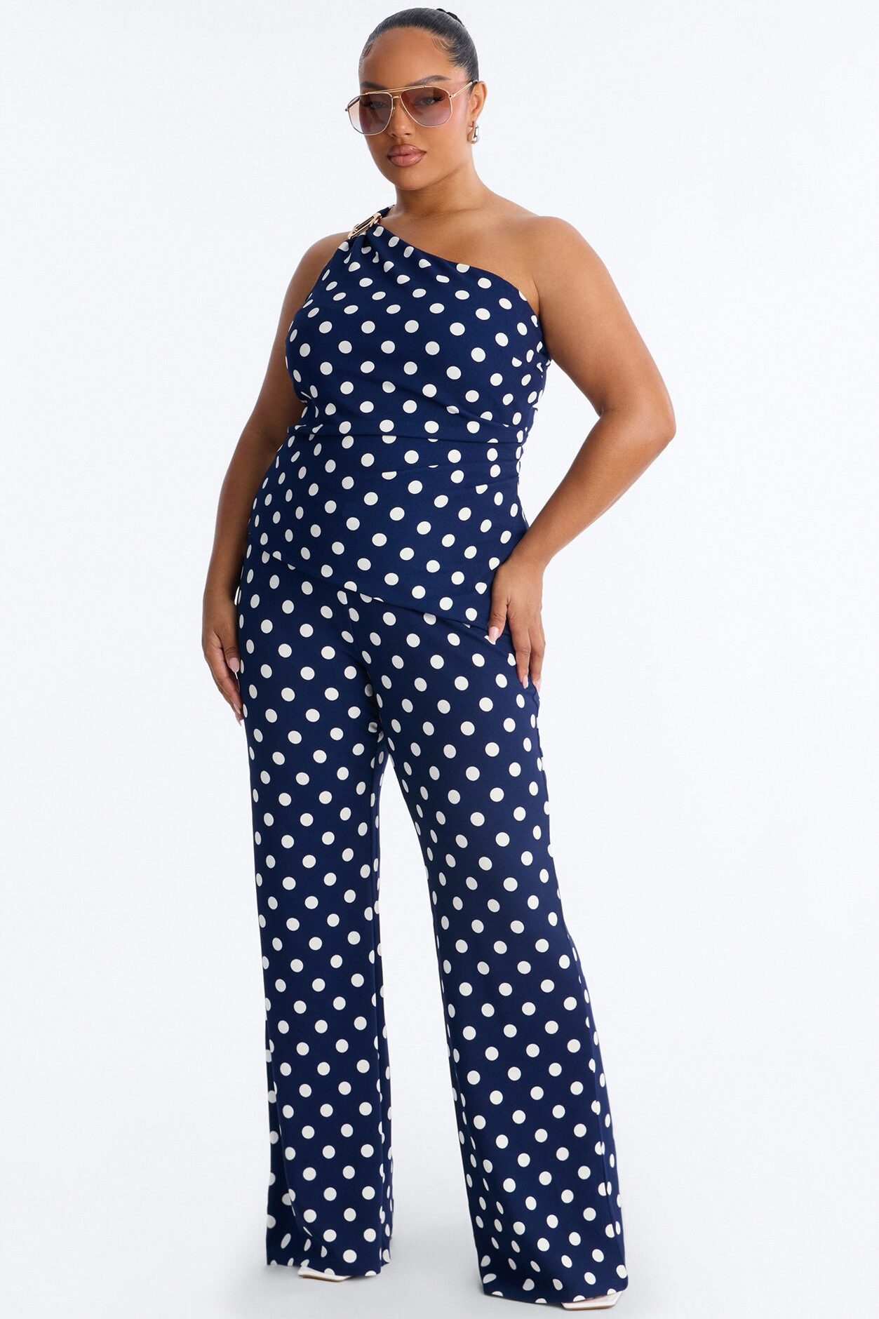 Dottie Darling Polka Dot Pant Set - Navy