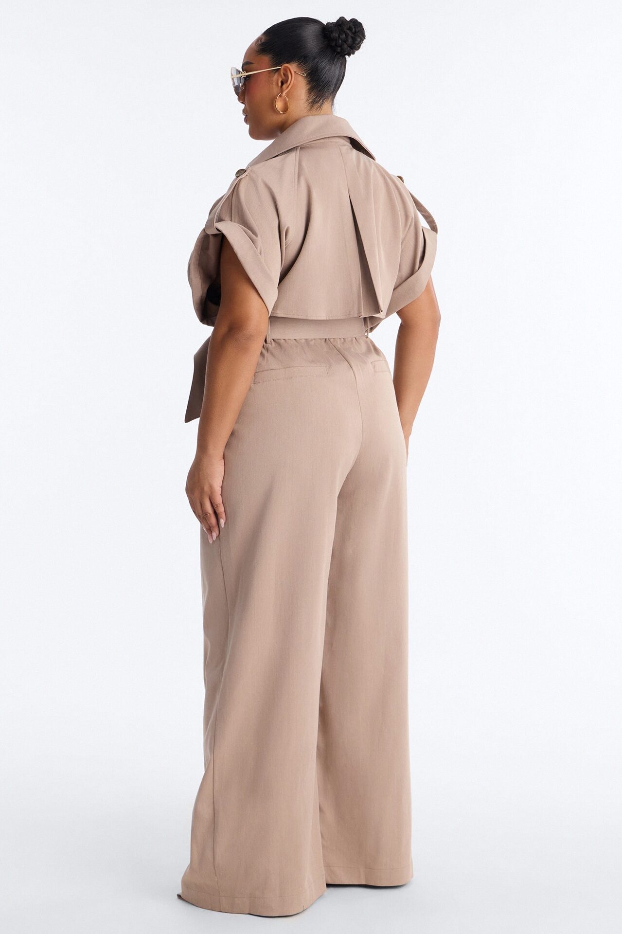 Gayle Belted Trench Jumpsuit - Mocha
