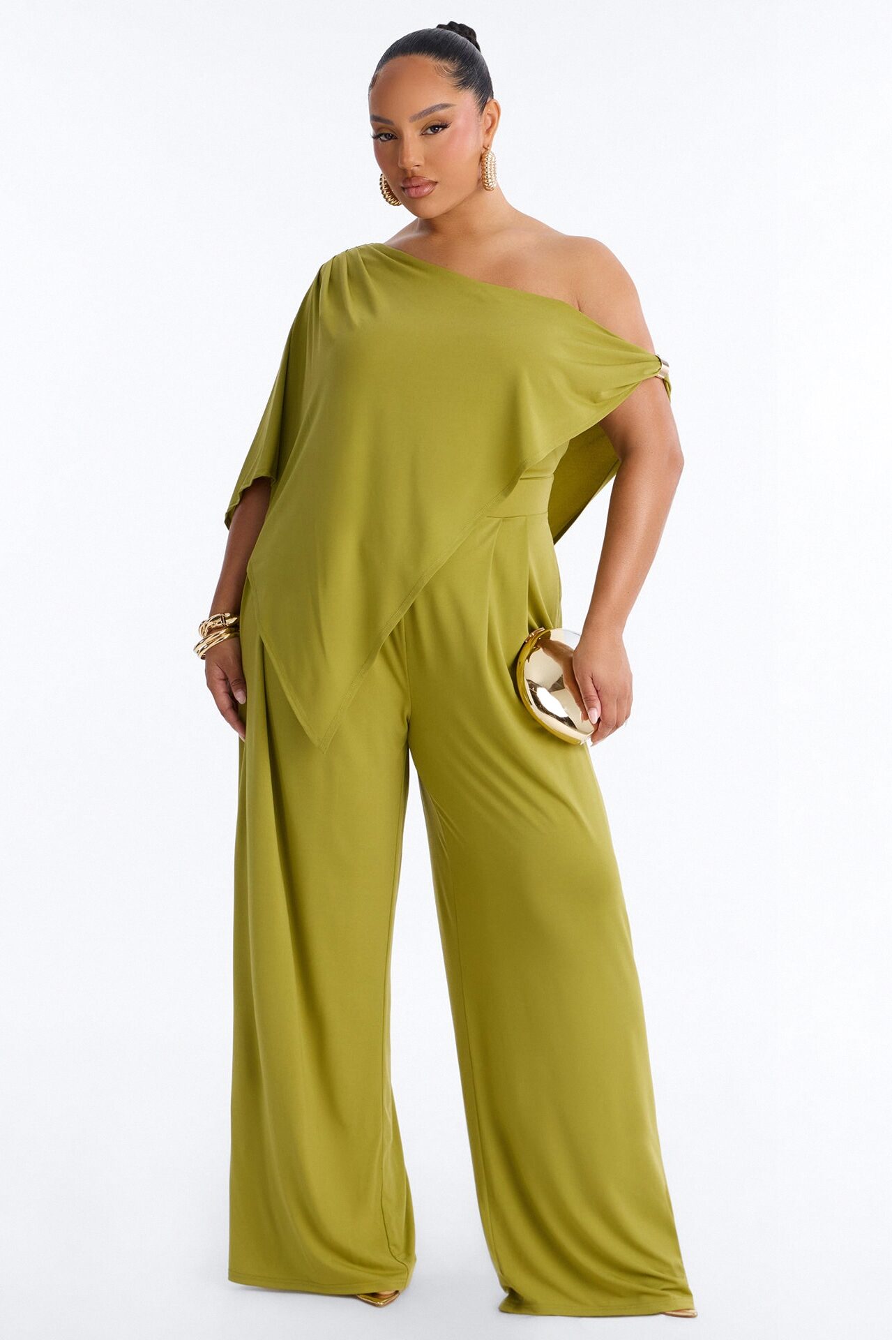 Shanti Asymmetrical Wide Leg Jumpsuit - Green