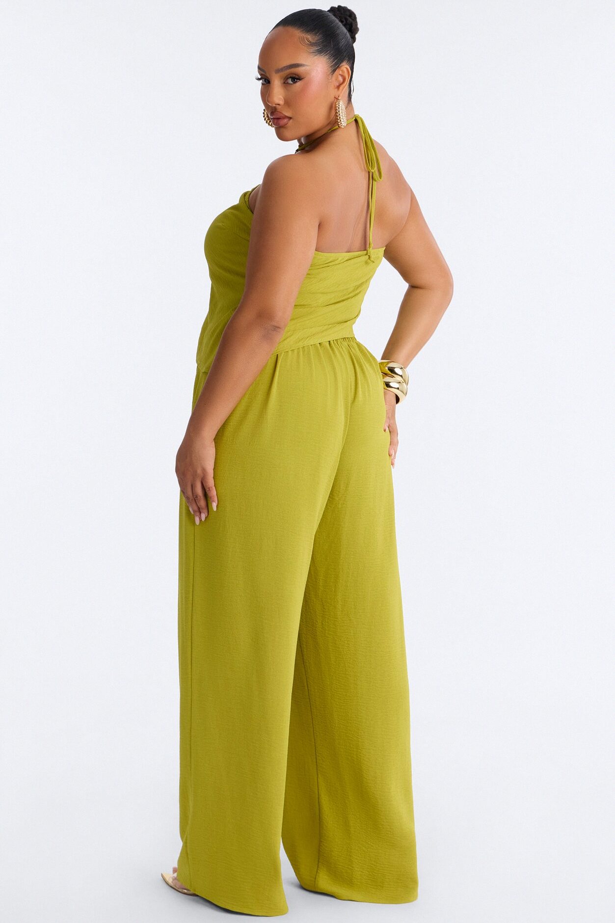 Jessica Hardware Halter Pant Set - Chartreuse