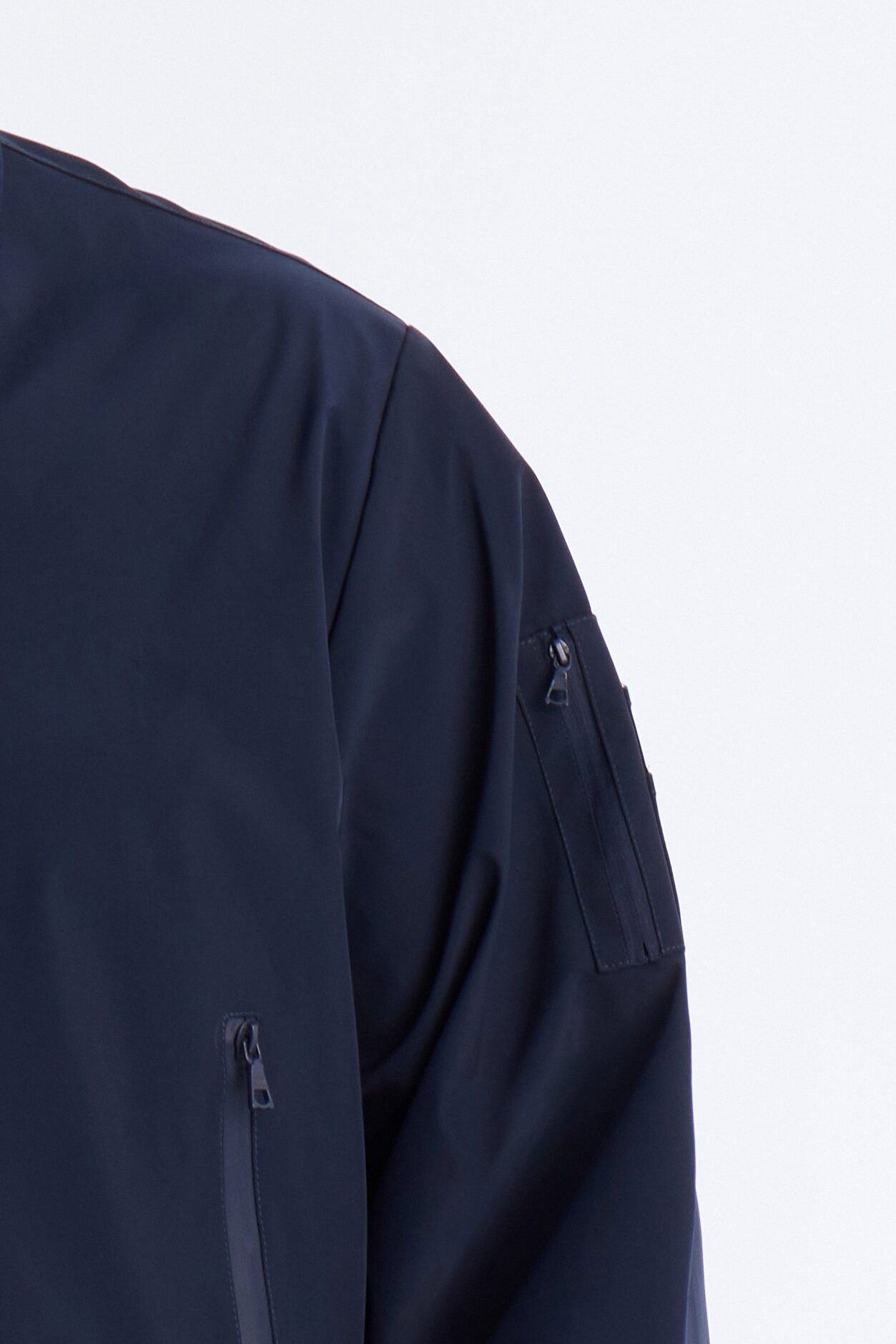 Cropped Relaxed Liberty Zip Bomber Jacket - Navy