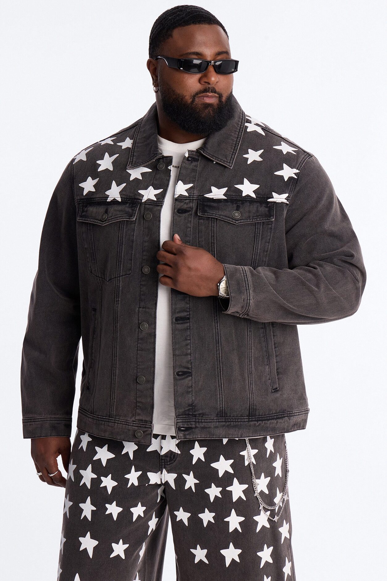 Star Spangled Denim Trucker Jacket - Black Wash
