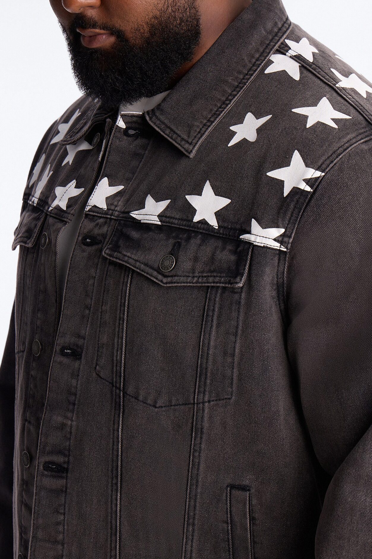 Star Spangled Denim Trucker Jacket - Black Wash