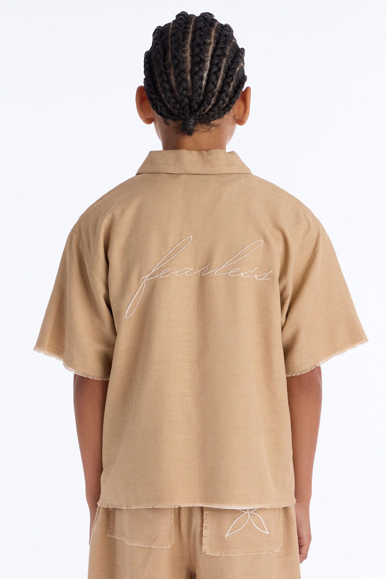 Mini Oversized Tropic Fearless Polo Shirt - Tan