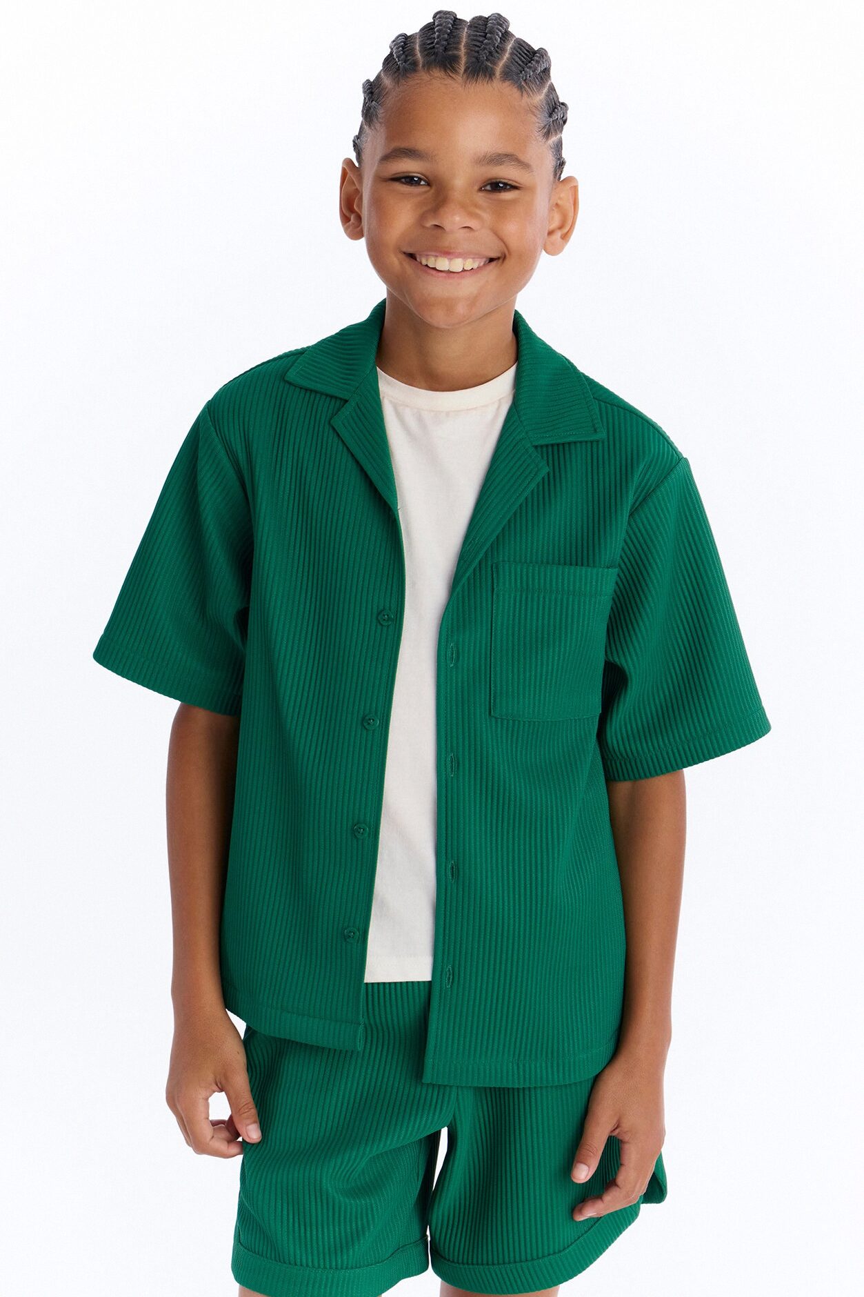 Mini Show Up Short Sleeve Cuban Shirt - Green