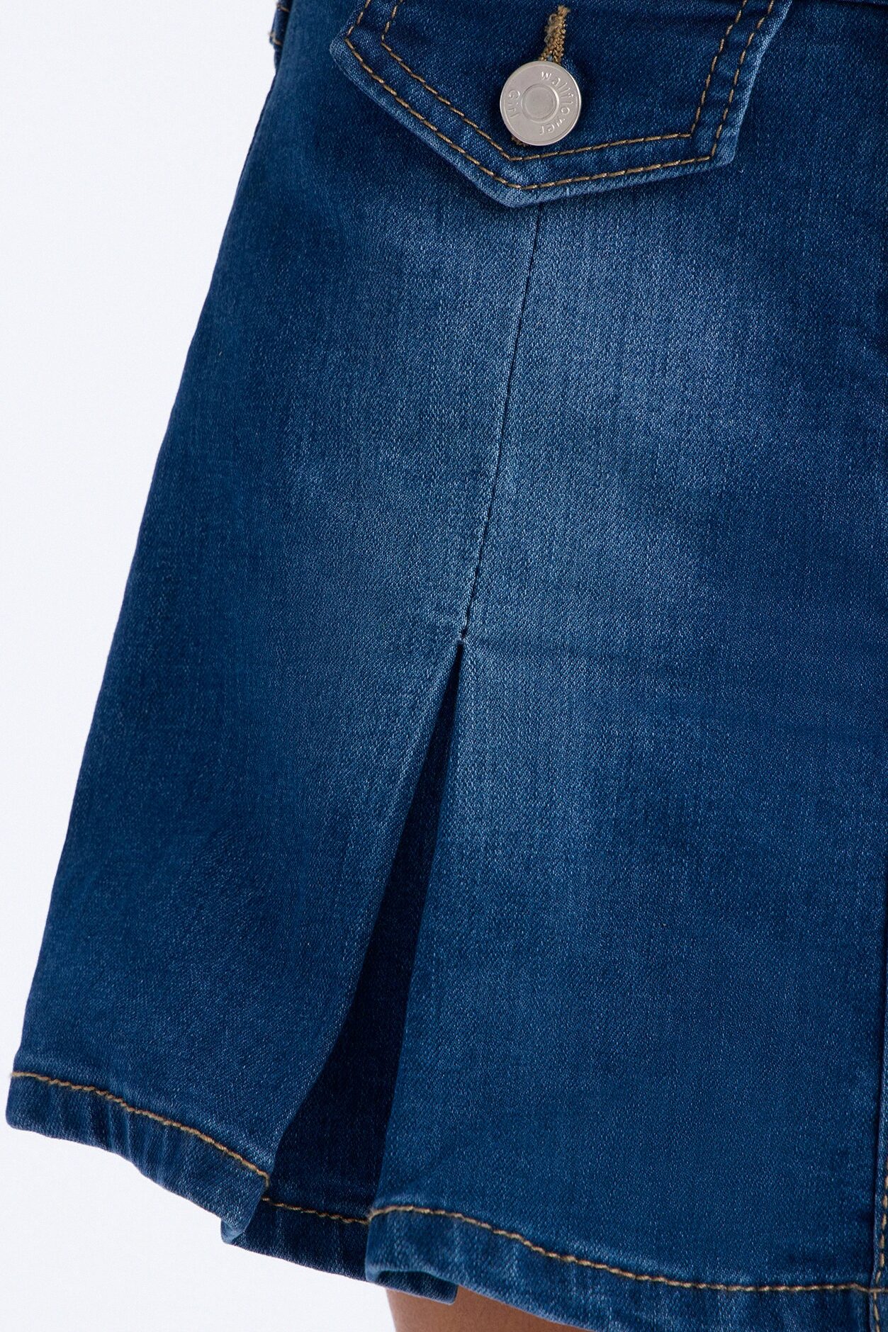 Mini Dancing Through It All Pleated Denim Skort - Medium Wash