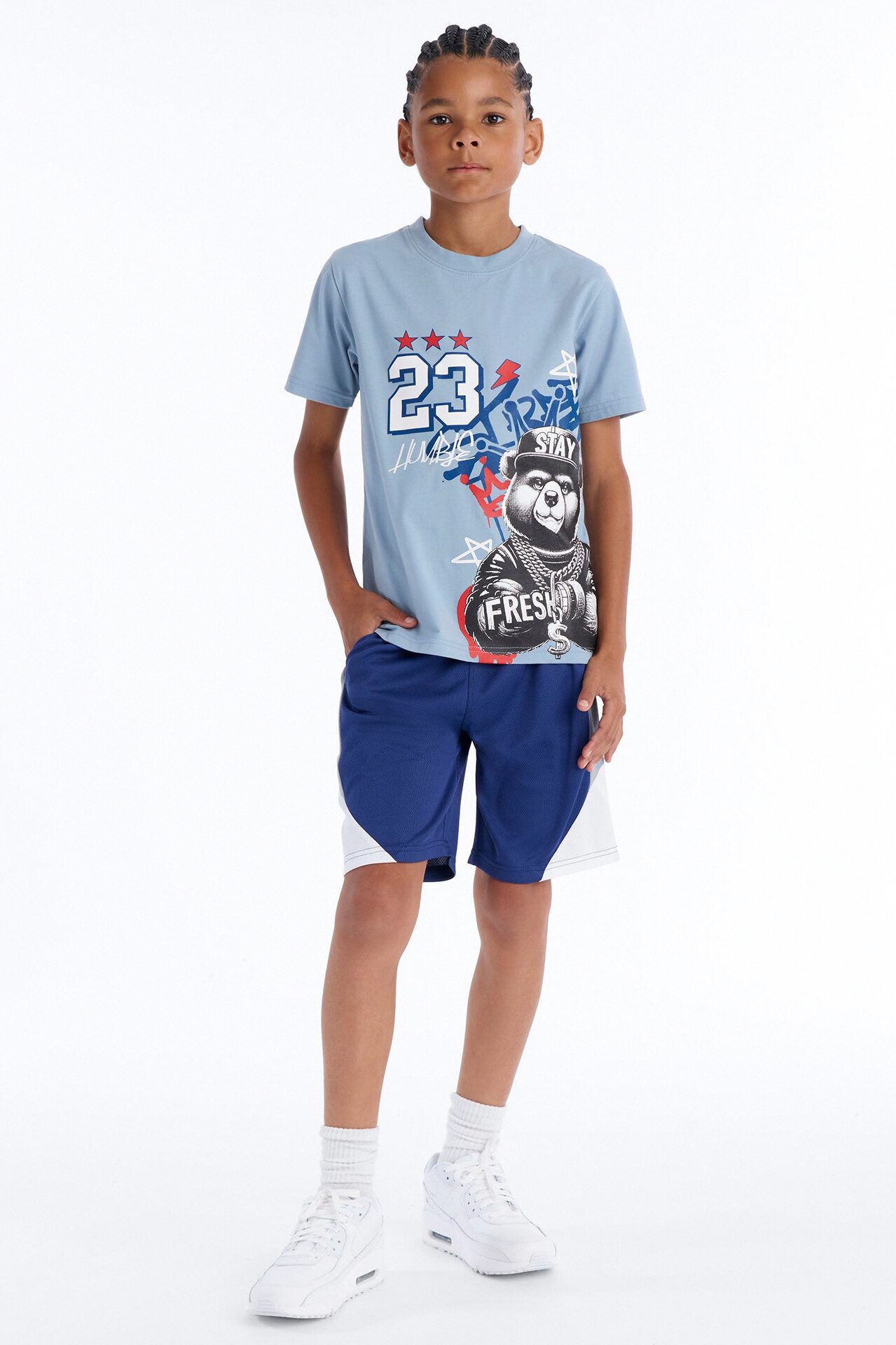 Mini Staying Fresh Mesh Short Set - Blue/combo