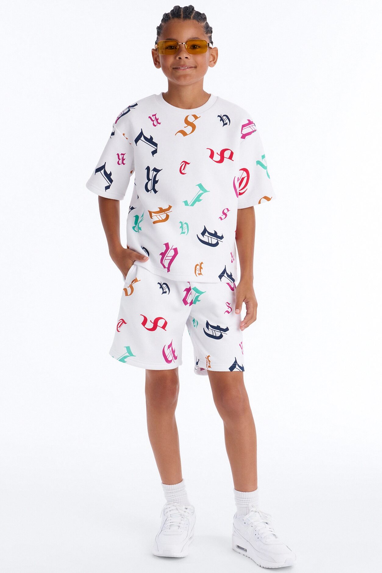 Mini Tyson Letters Straight Shorts - White