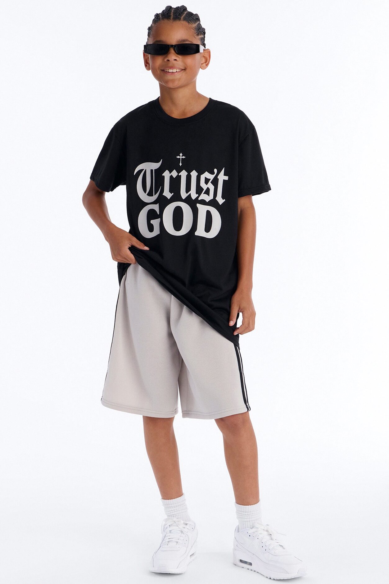 Mini Trust God Short Set - Black/Grey
