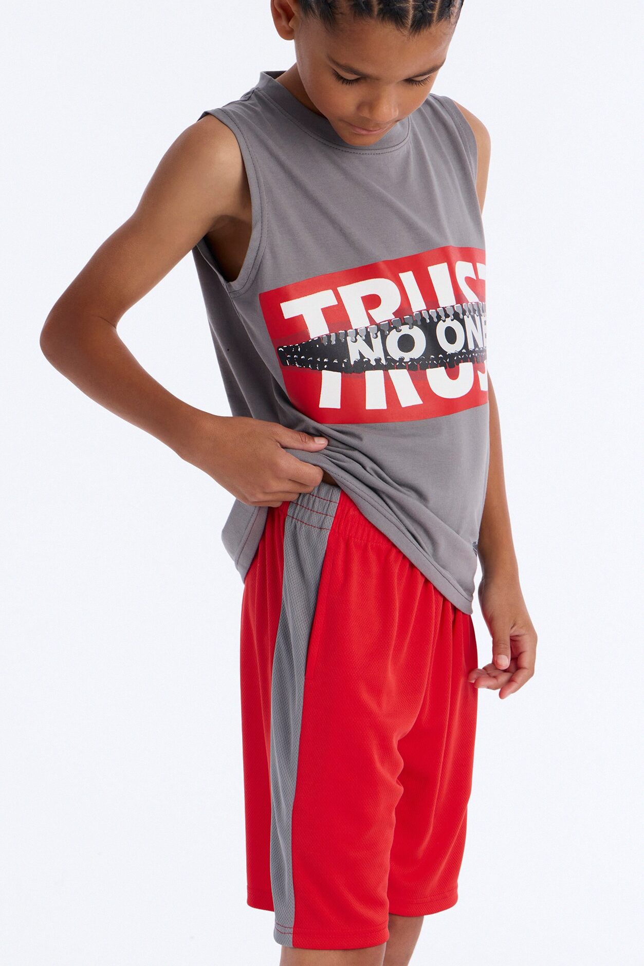 Mini Trust No One Mesh Short Set - Charcoal/combo