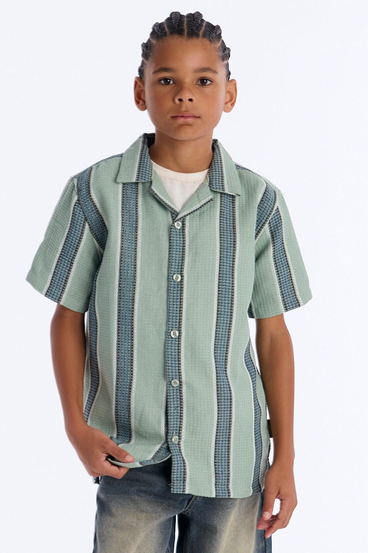 Mini Like I Said Striped Button Down Shirt - Sage