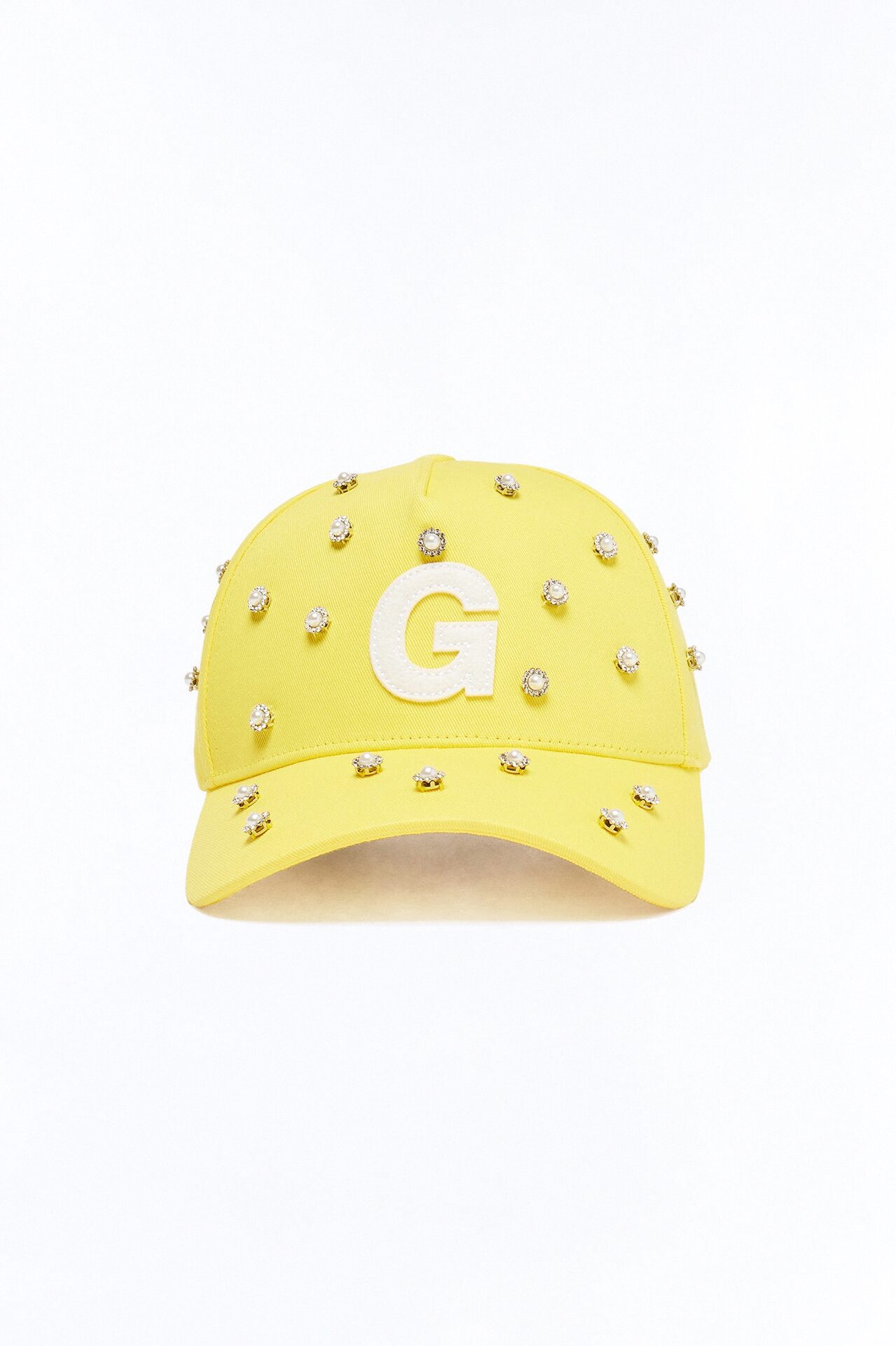 Felt Rhinestone Structured Hat - Yellow