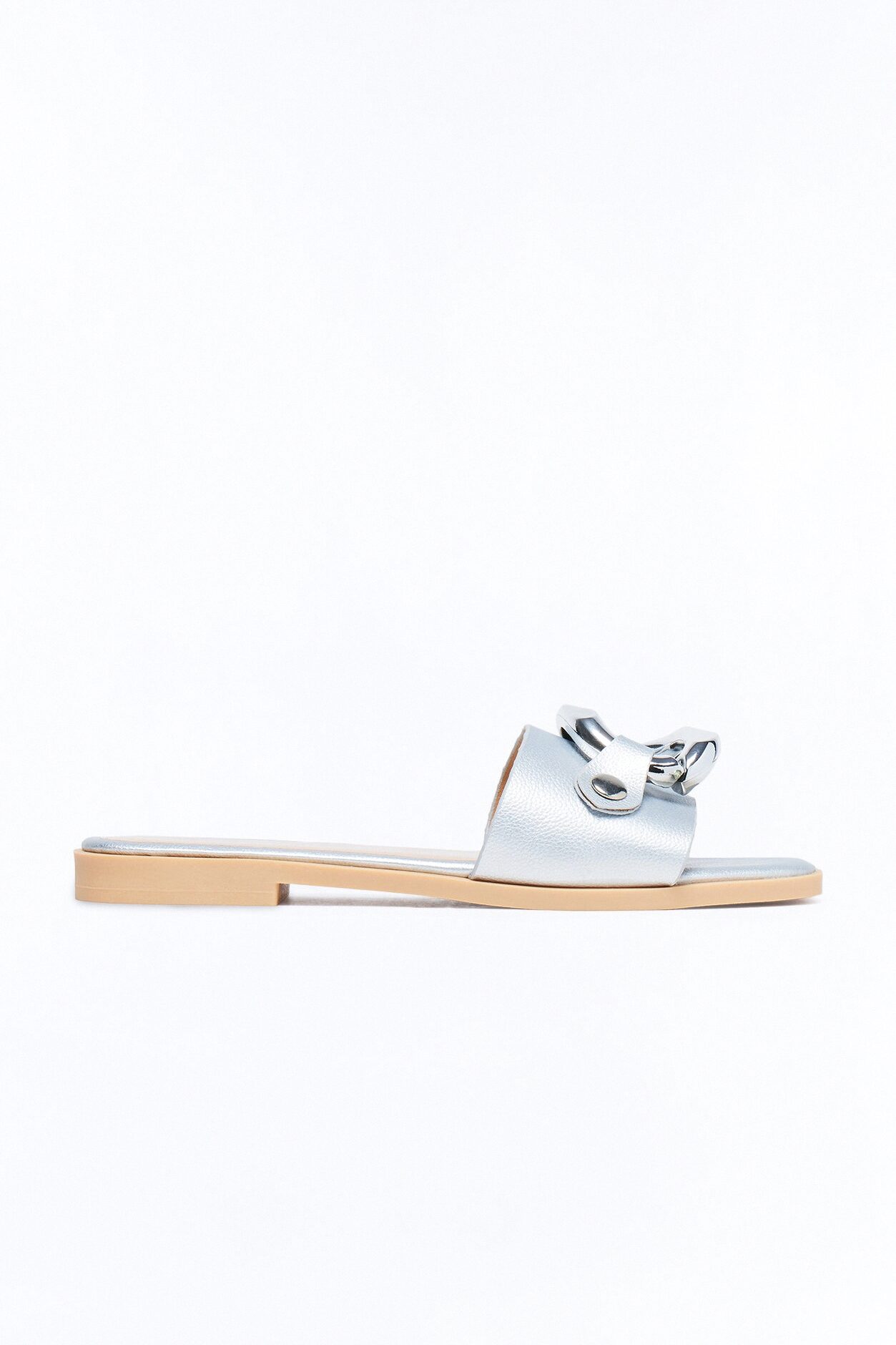 Marlia Hardware Slip On Sandals - Silver