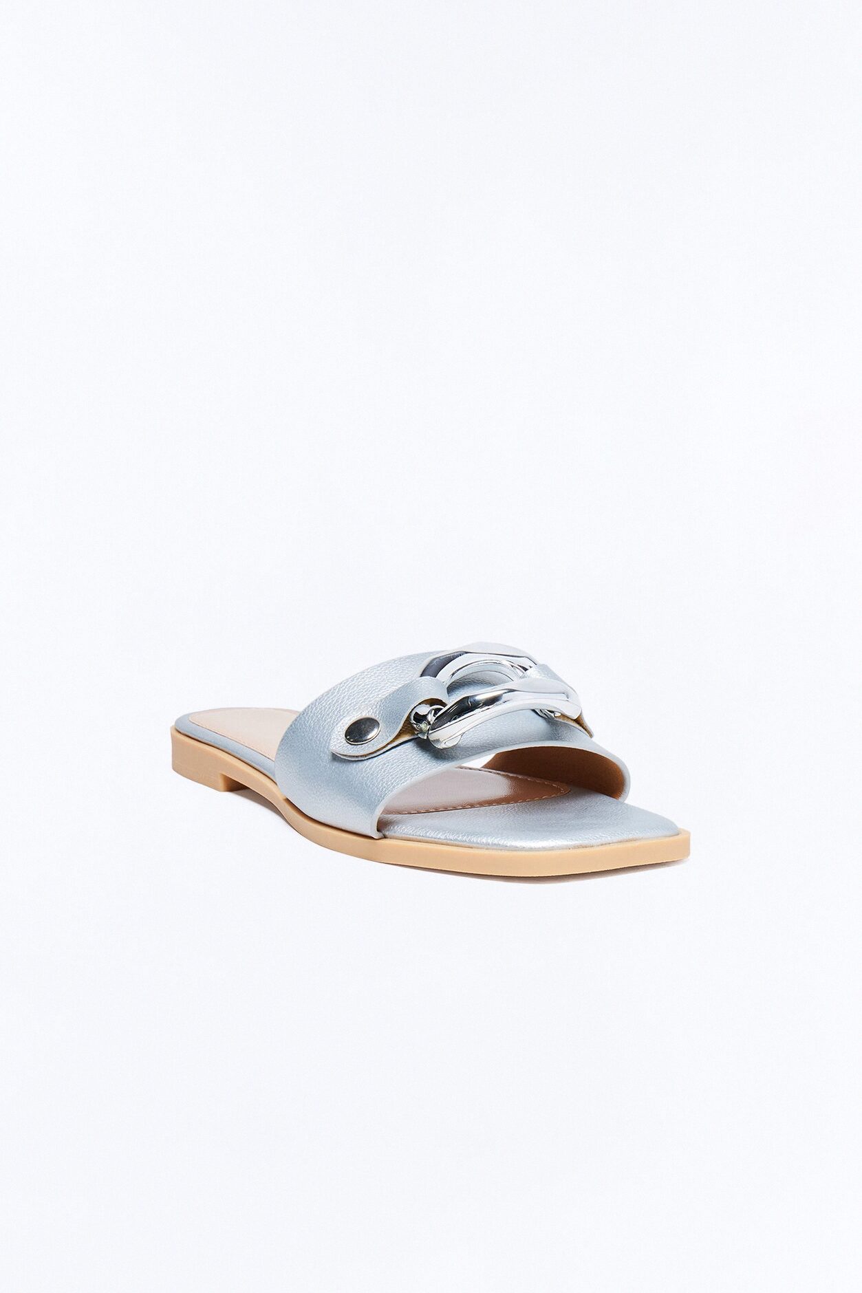 Marlia Hardware Slip On Sandals - Silver
