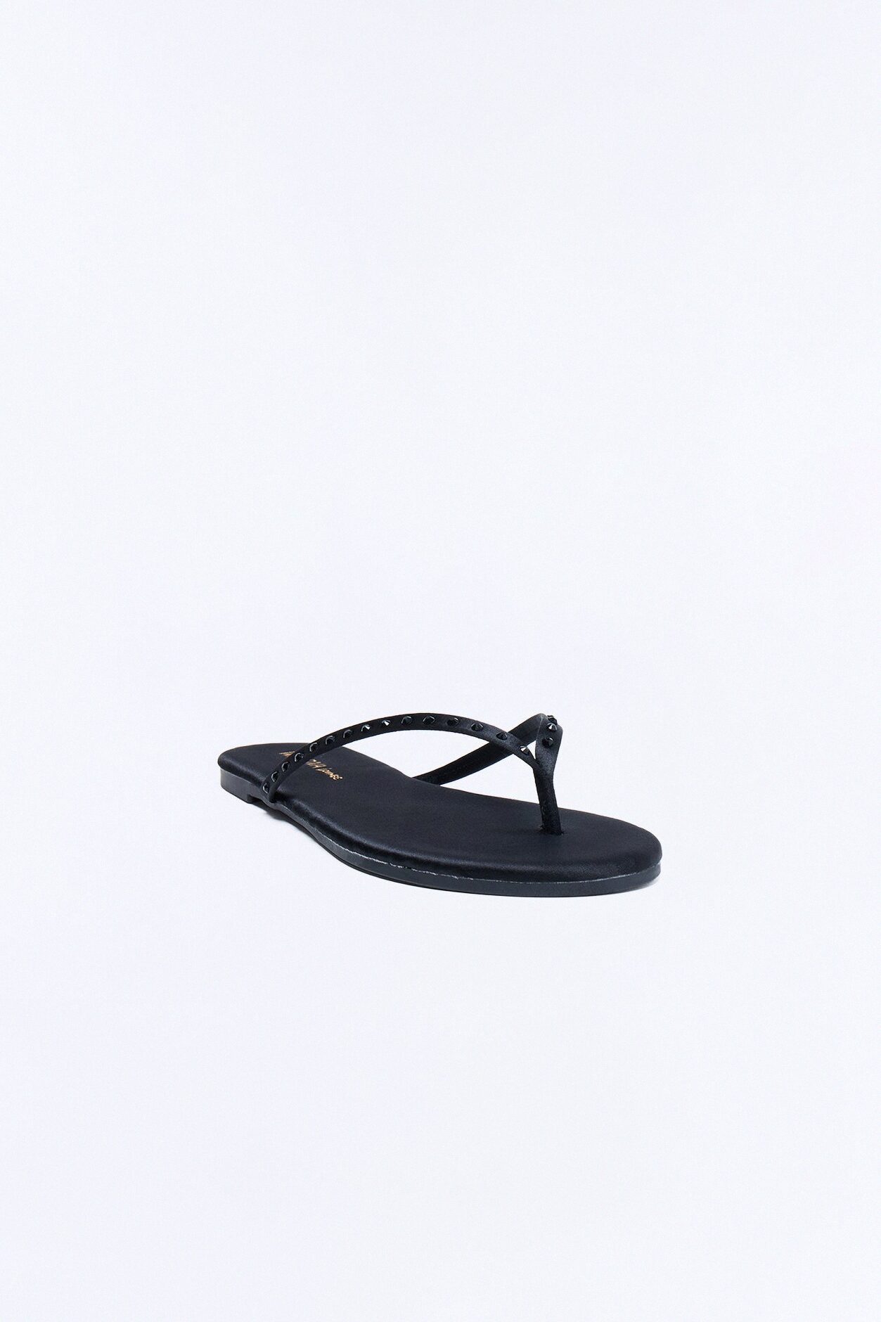 Davi Rhinestone Trim Satin Flip Flops - Black