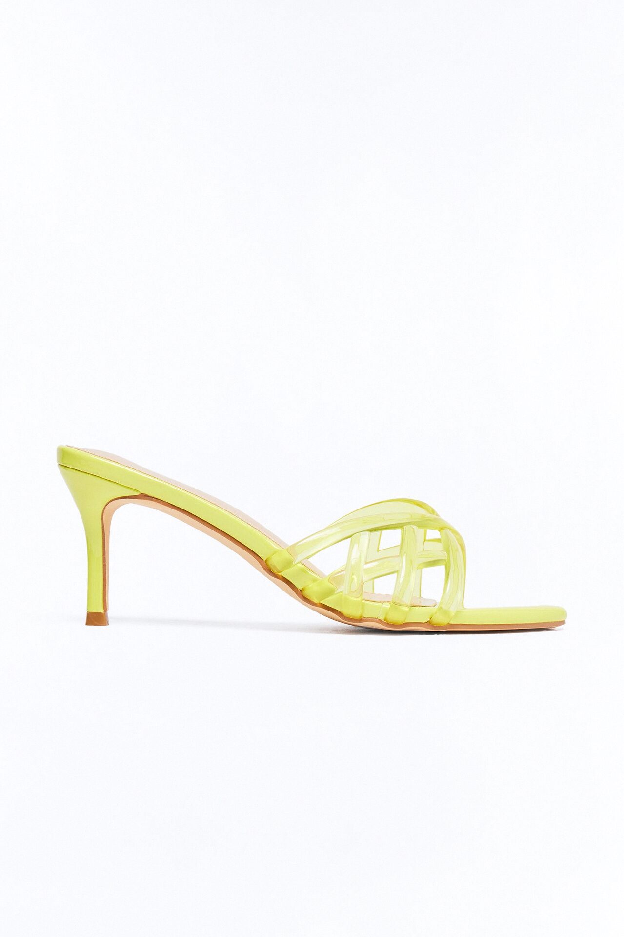 Hazel Jelly Kitten Heel Mules - Yellow