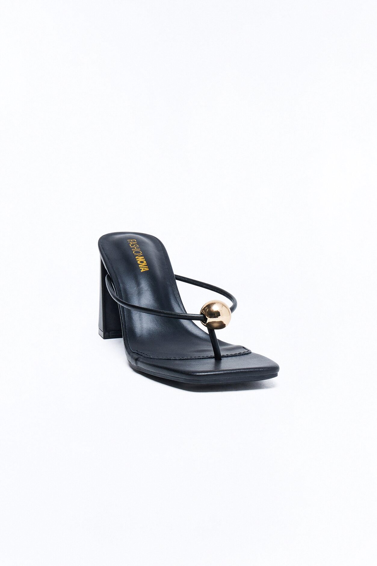 Venetian Hardware Thong Heels - Black