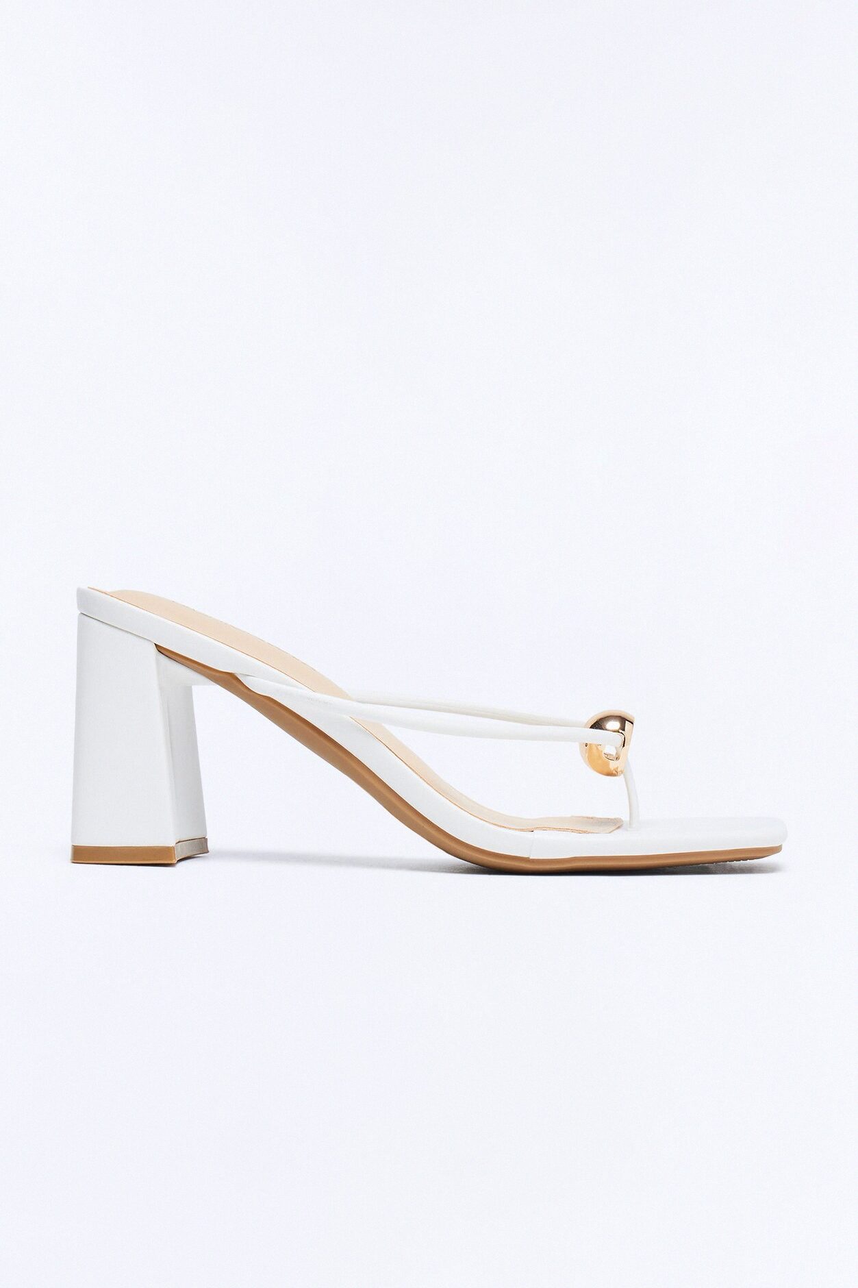 Venetian Hardware Thong Heels - White