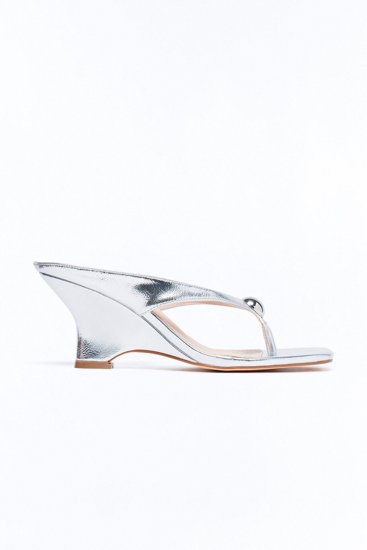 Nadine Thong Wedges - Silver