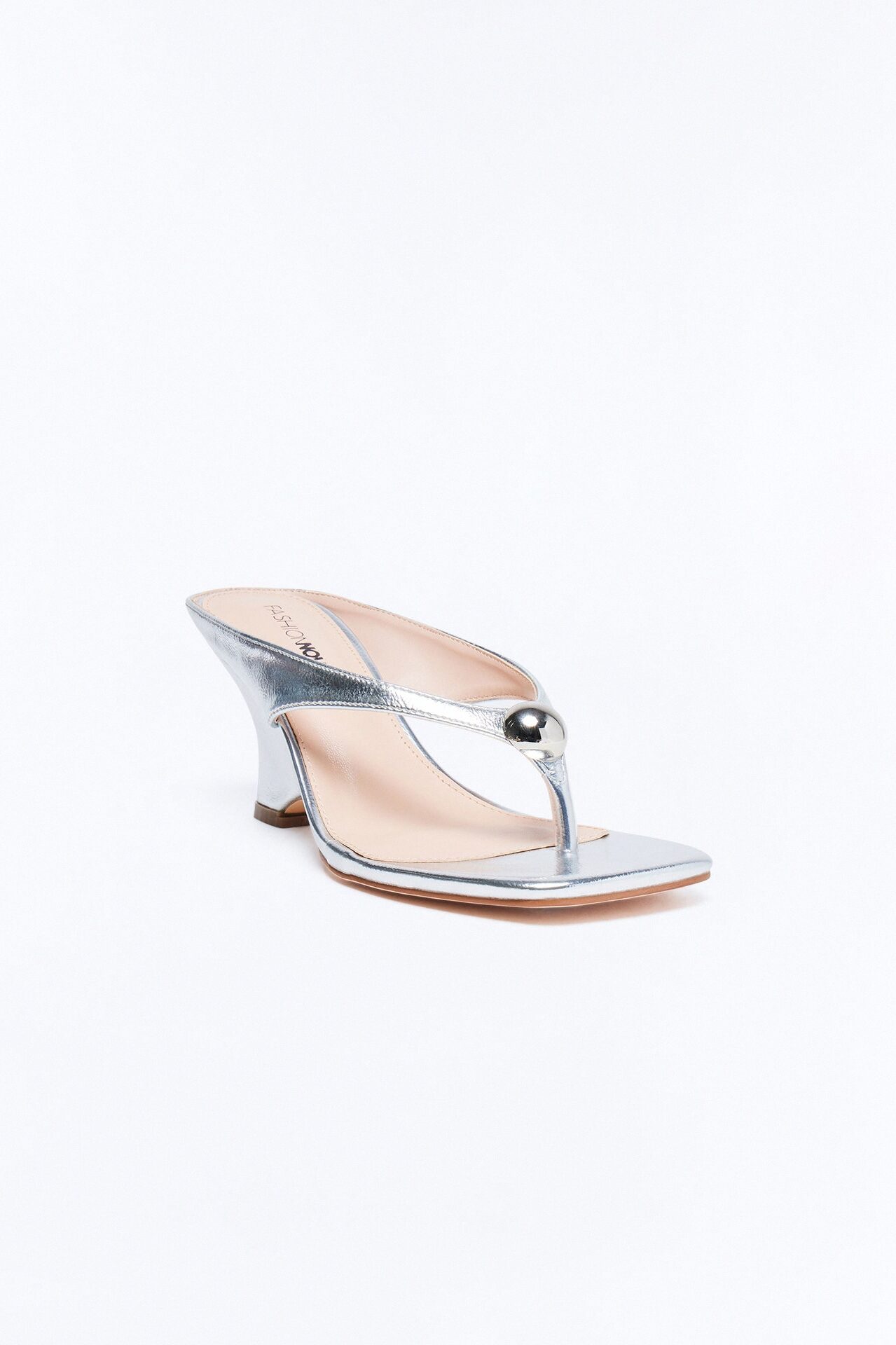 Nadine Thong Wedges - Silver