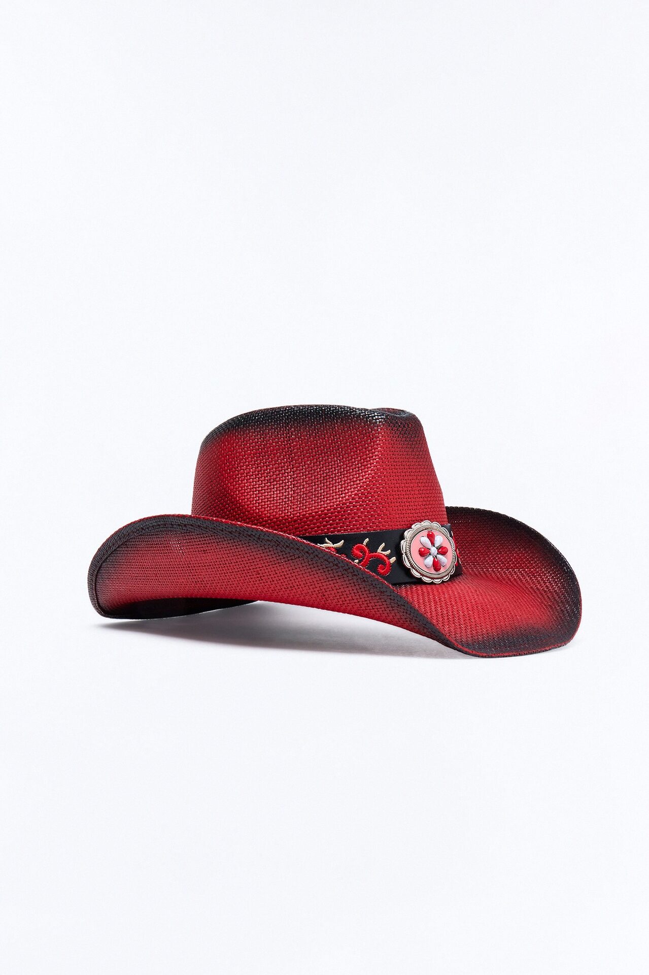 West And Vines Straw Cowboy Hat - Red/combo