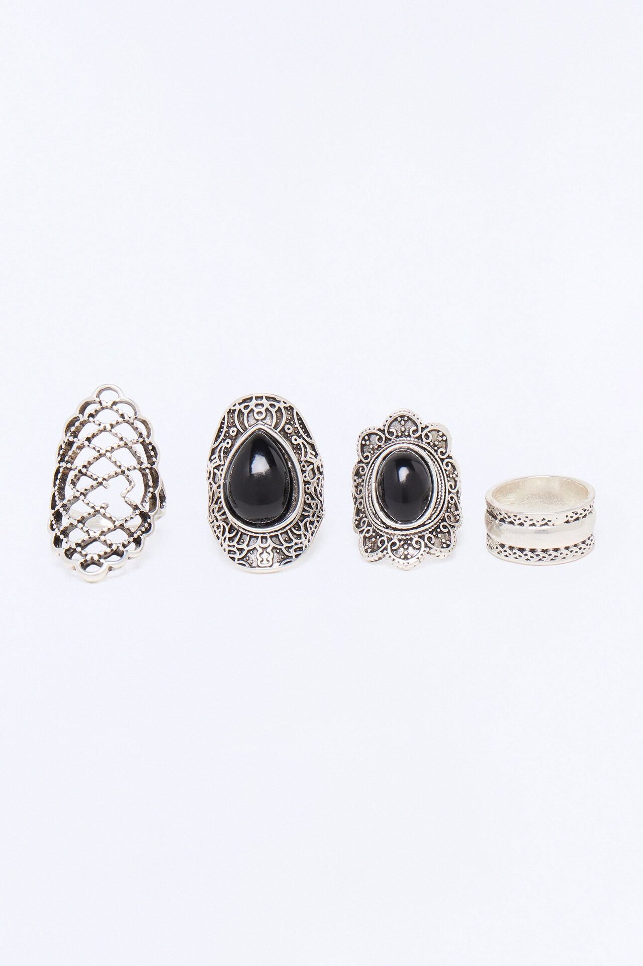 In Tune 5 Piece Ring Set - Silver/Black
