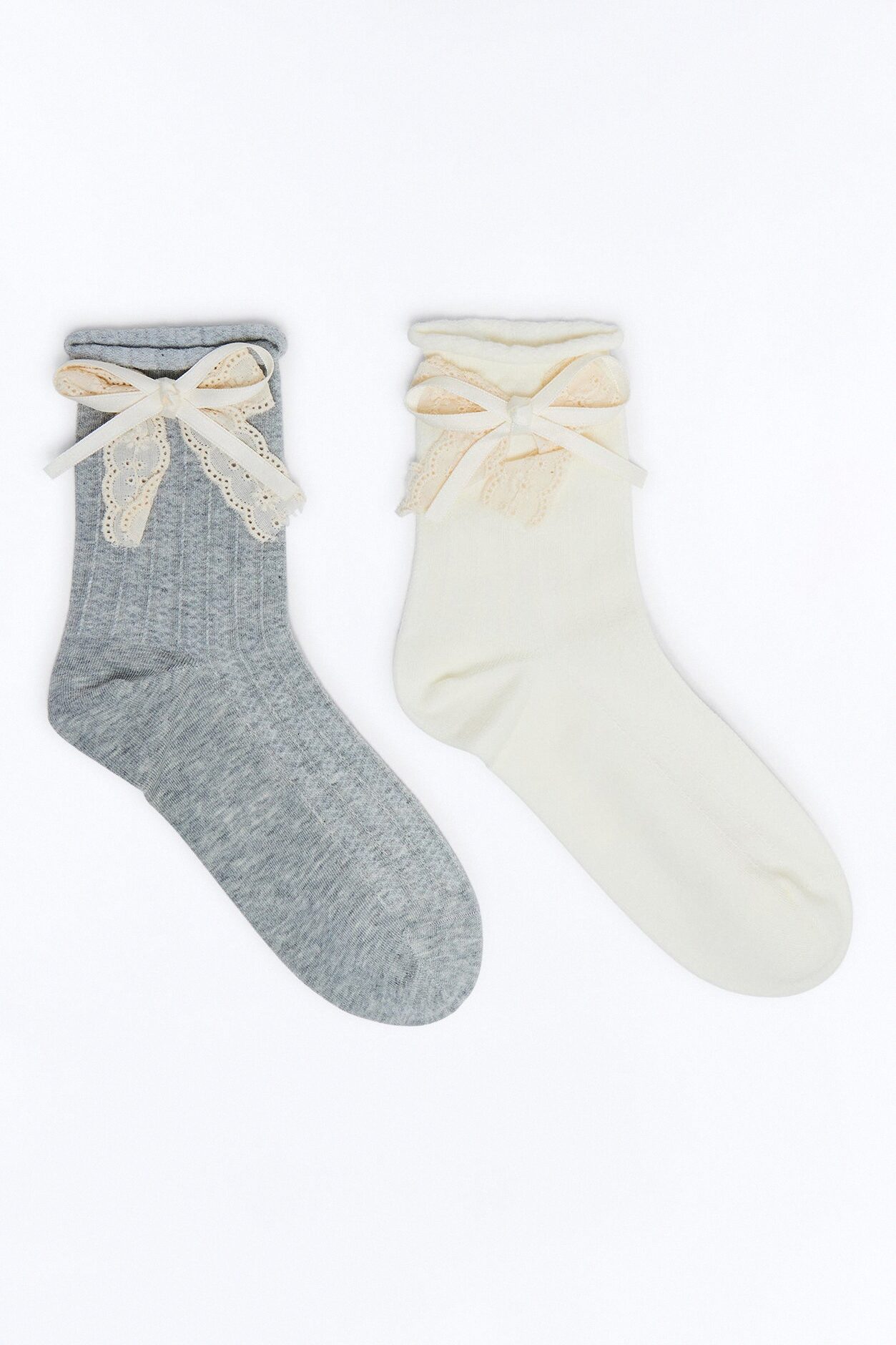 Bows On Bows 2 Pack Crew Socks - White/combo