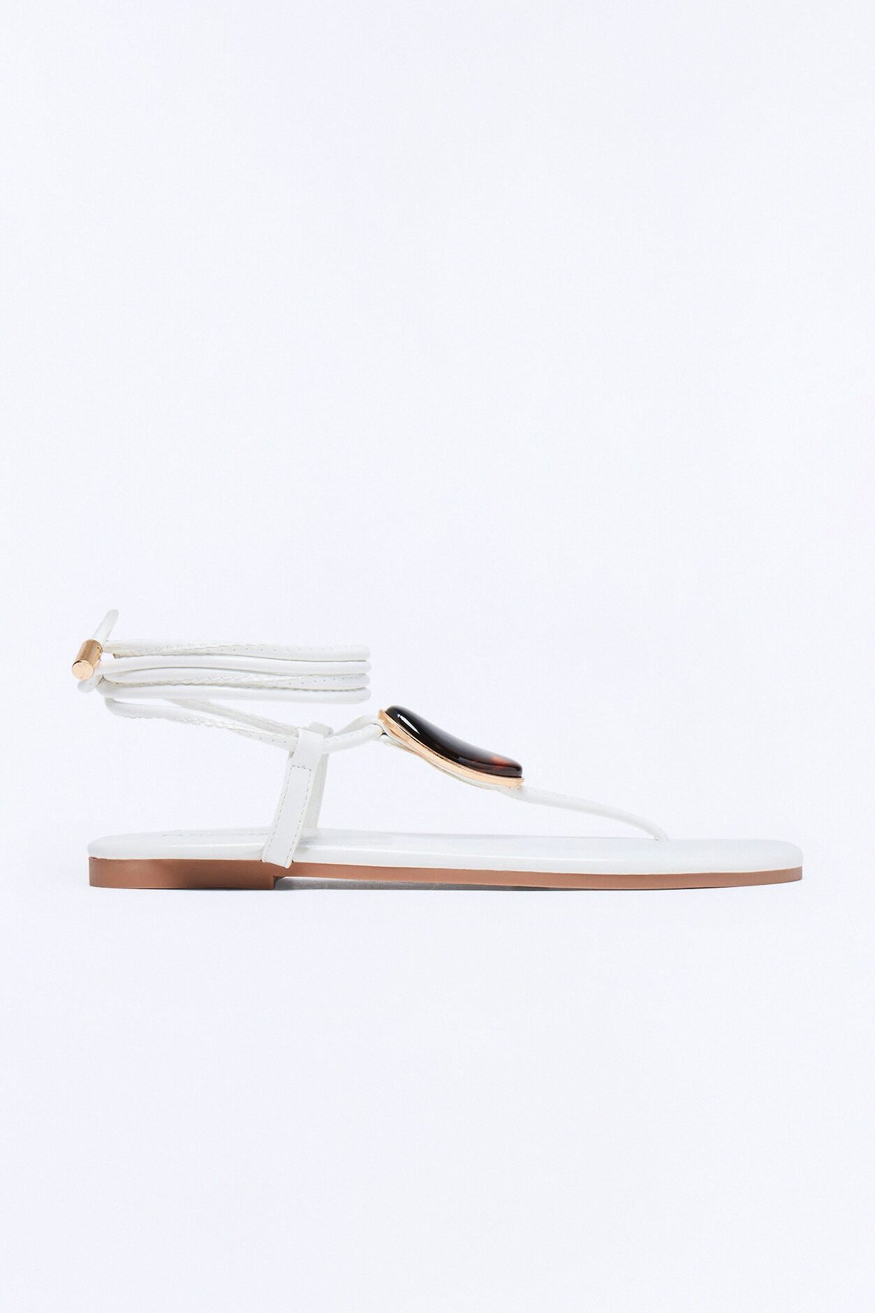 Vlaire Stone Wrap Up Sandals - White