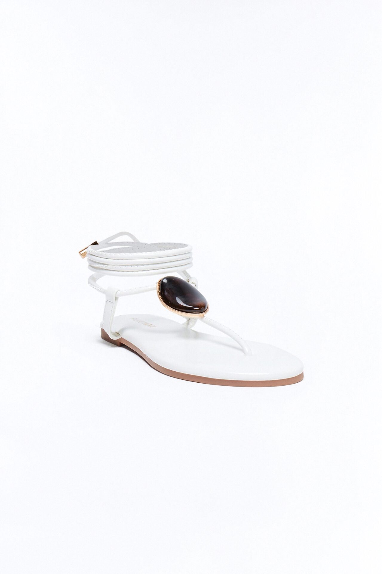 Vlaire Stone Wrap Up Sandals - White