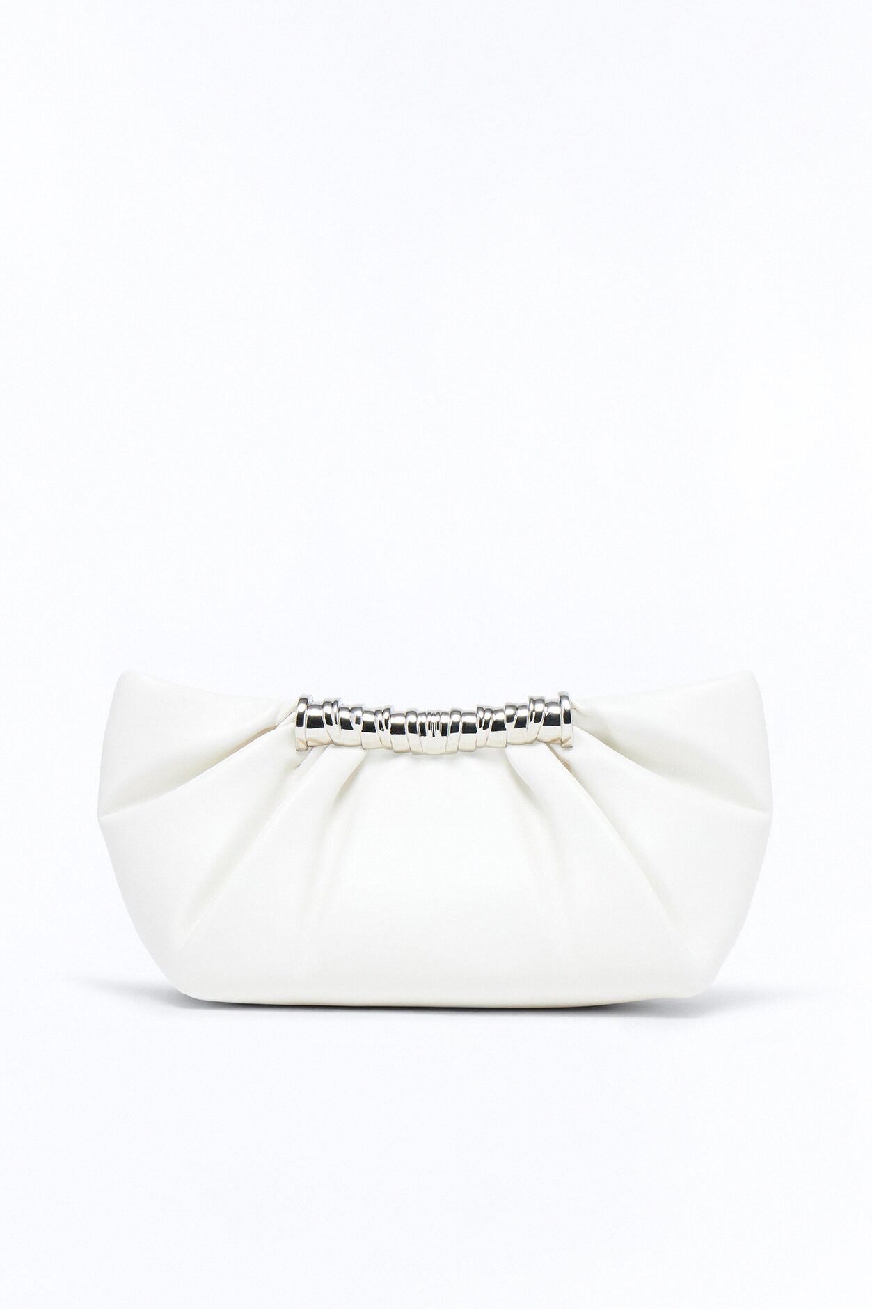 Cece Faux Leather Hardware Clutch - Cream