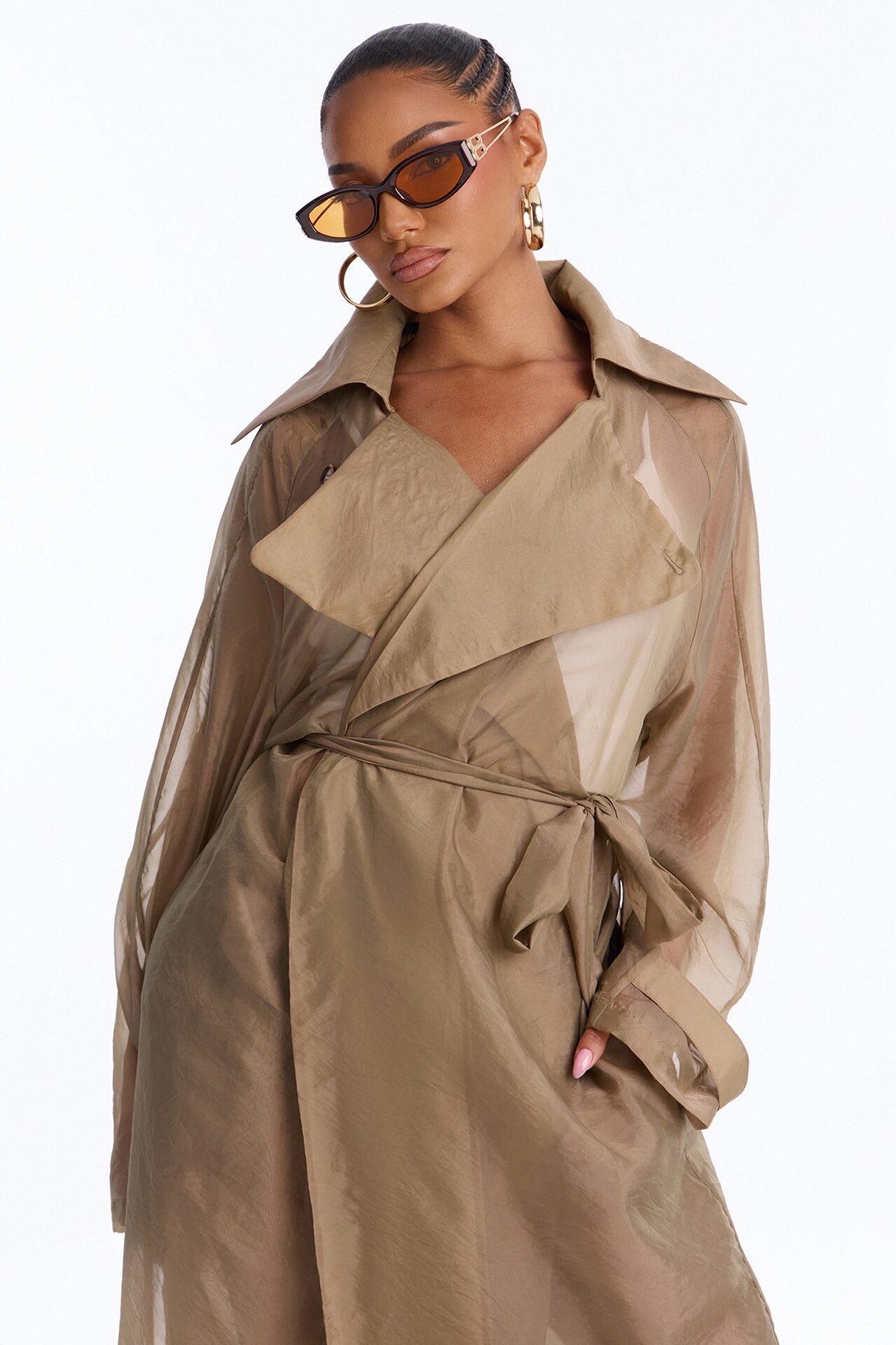 Celine Organza Trench Coat - Olive