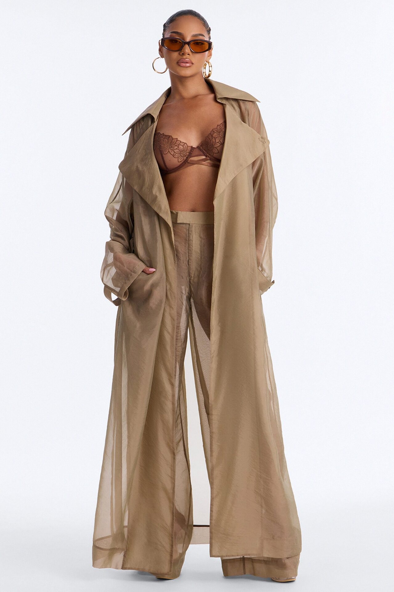 Celine Organza Trench Coat - Olive