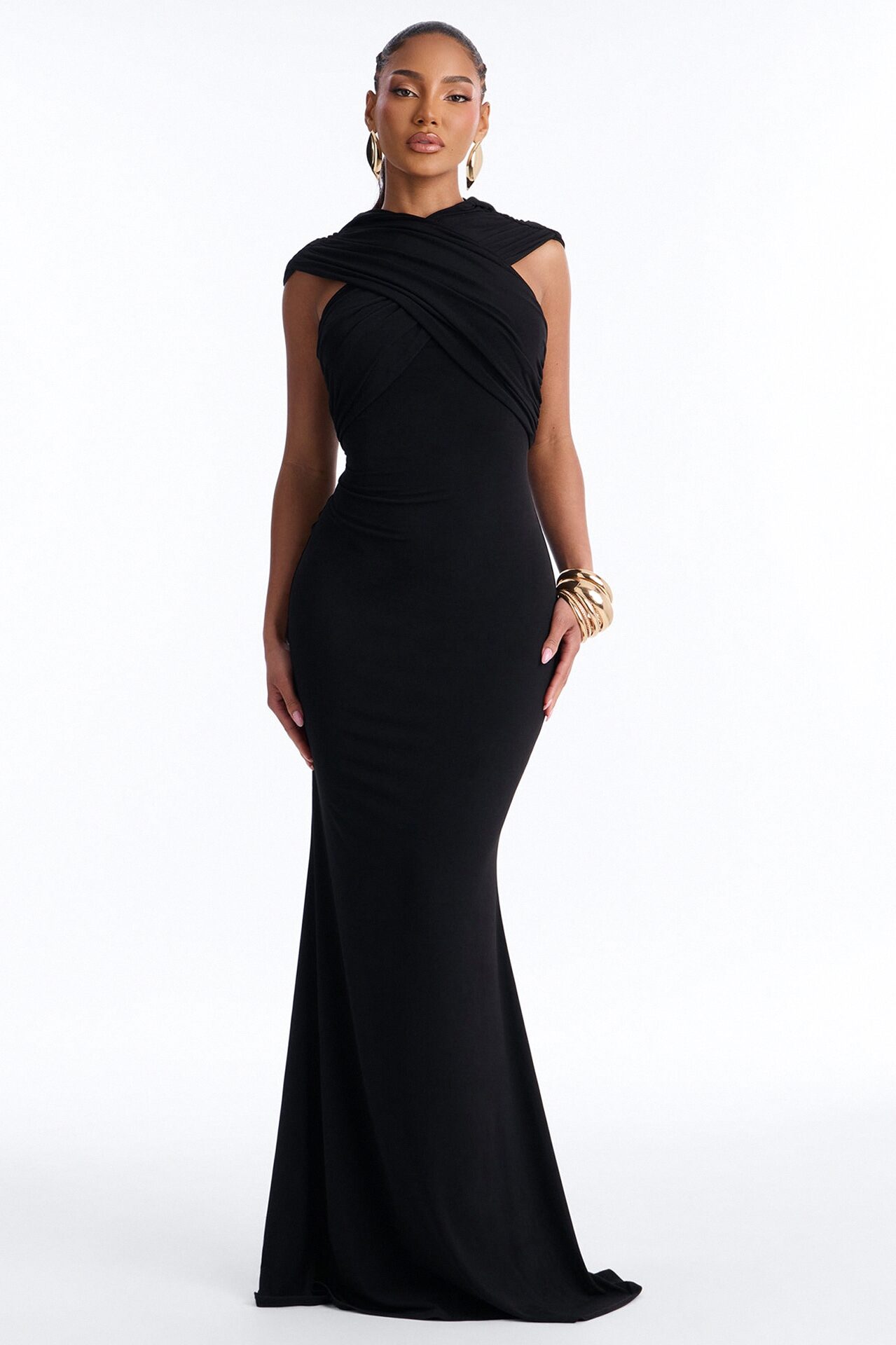 Delara Hooded Maxi Dress - Black