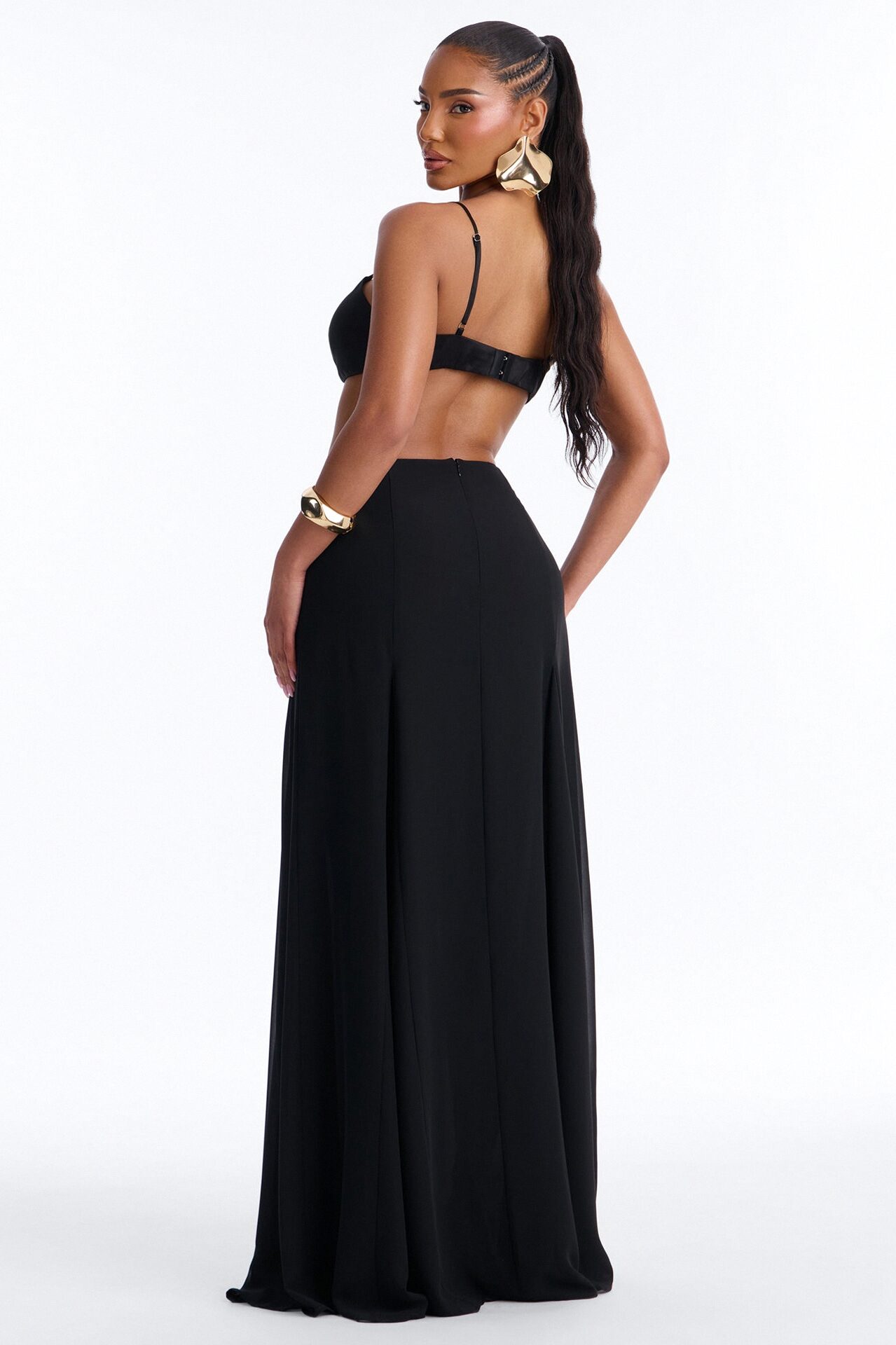 Night Slay Chiffon Maxi Dress - Black