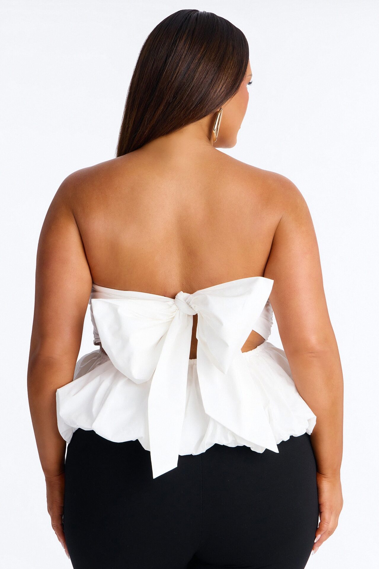 Softly In Love Bubble Hem Poplin Top - White