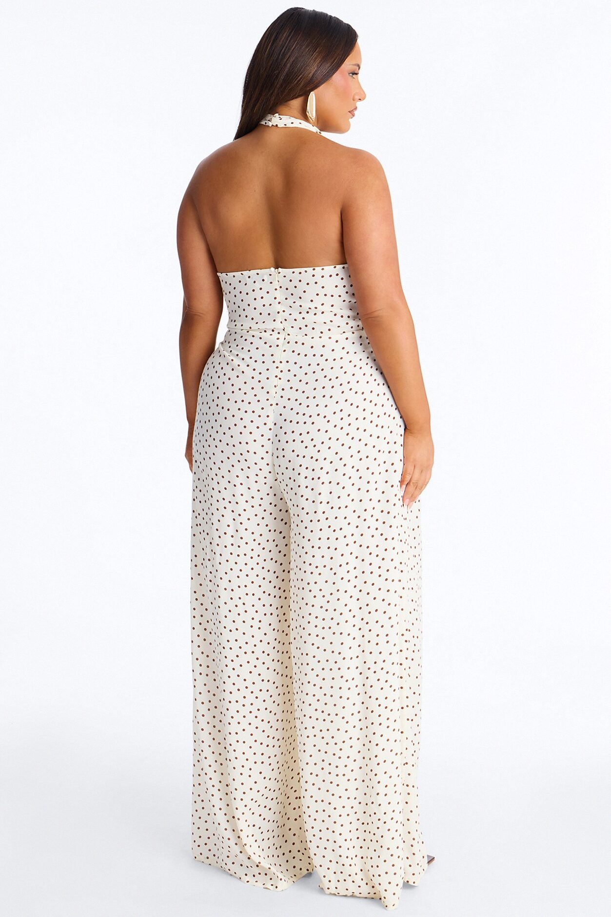Darcy Polka Dot Halter Jumpsuit - Cream/combo
