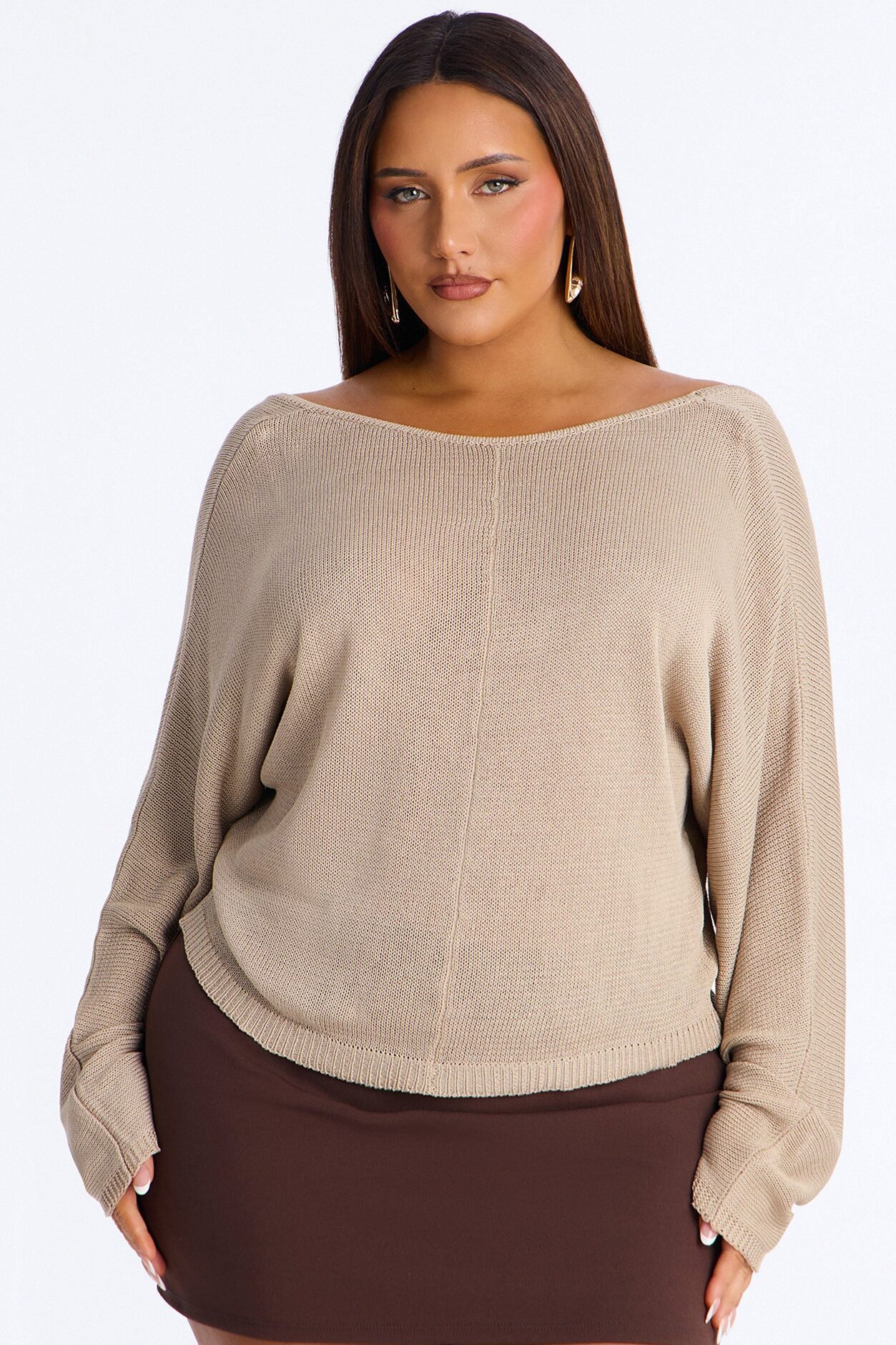Island Girl Backless Sweater Top - Taupe