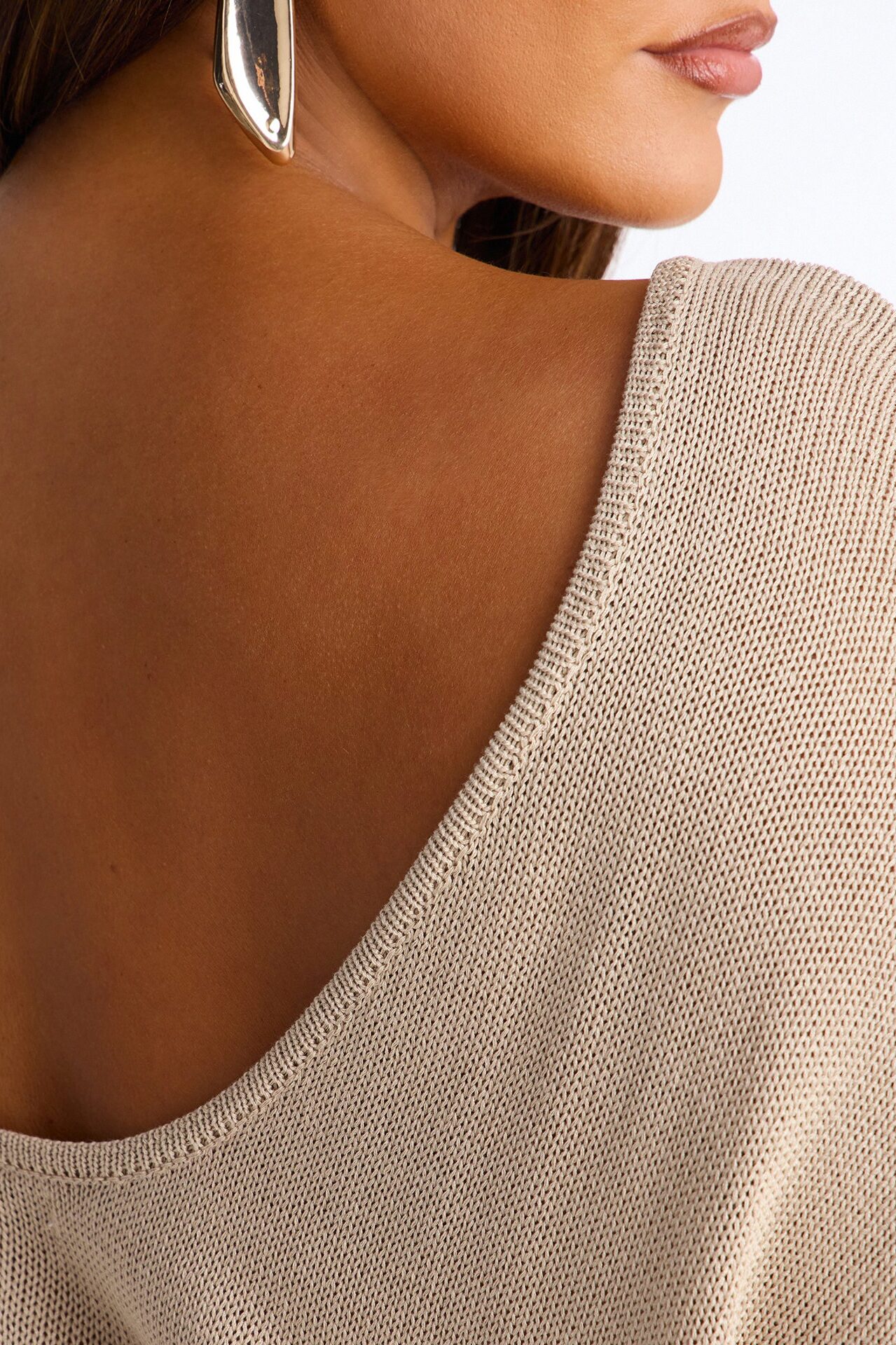 Island Girl Backless Sweater Top - Taupe
