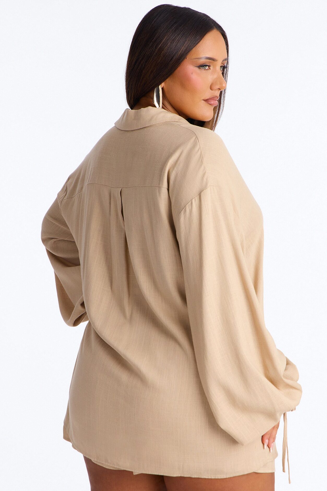 Corinne Linen Short Set - Taupe