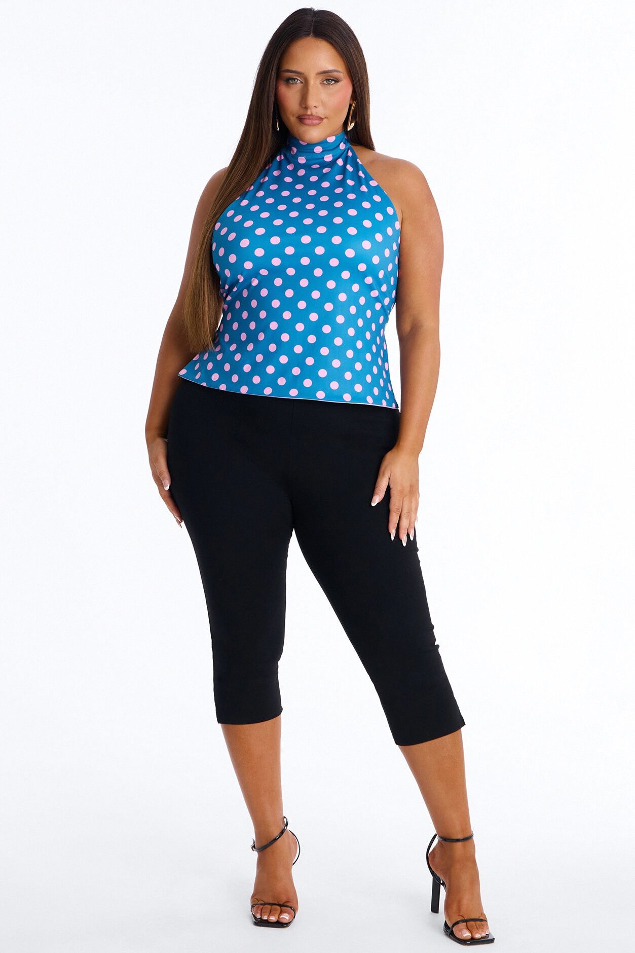 Chloe Reversible Polka Dot Halter Top - Pink/combo