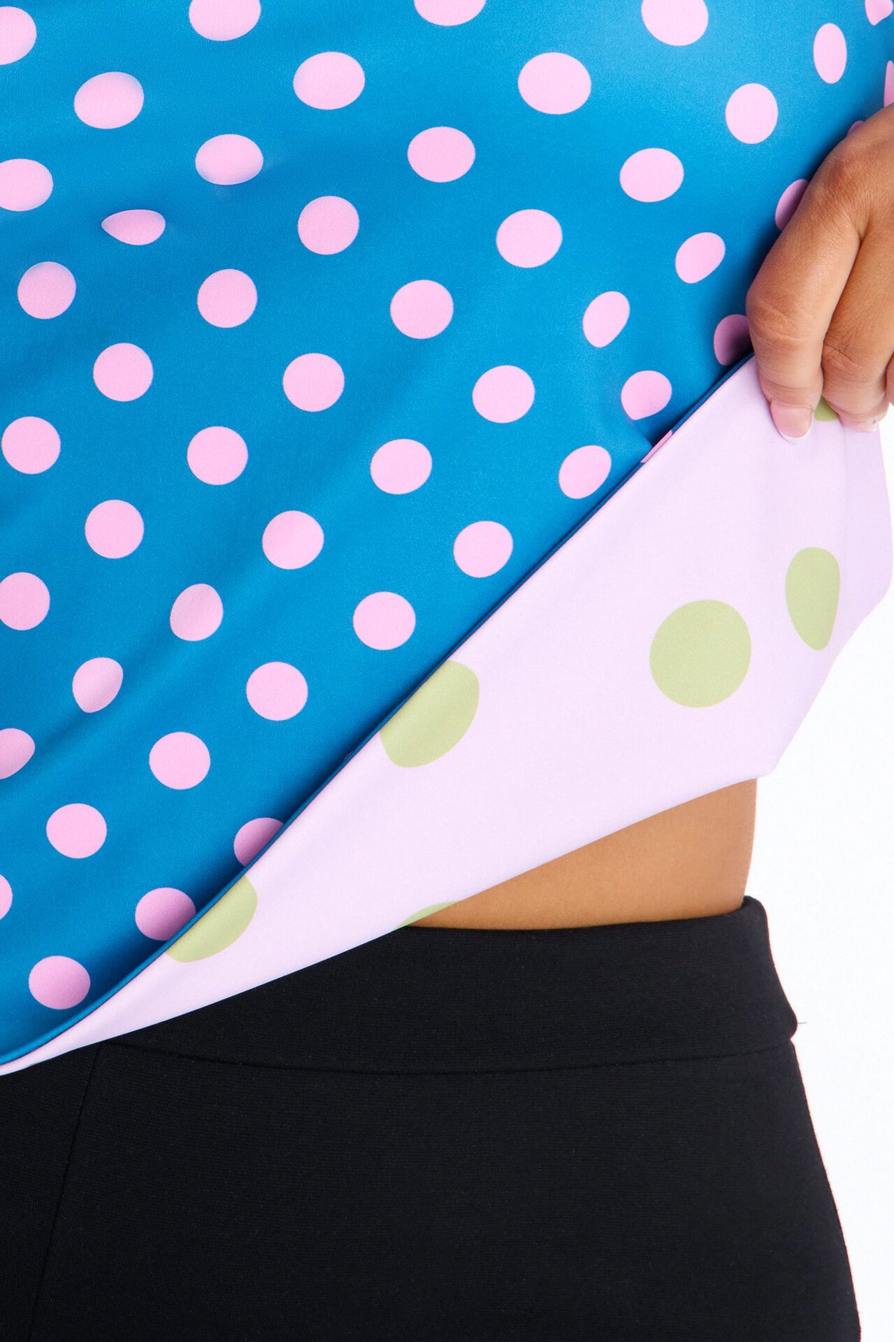 Chloe Reversible Polka Dot Halter Top - Pink/combo