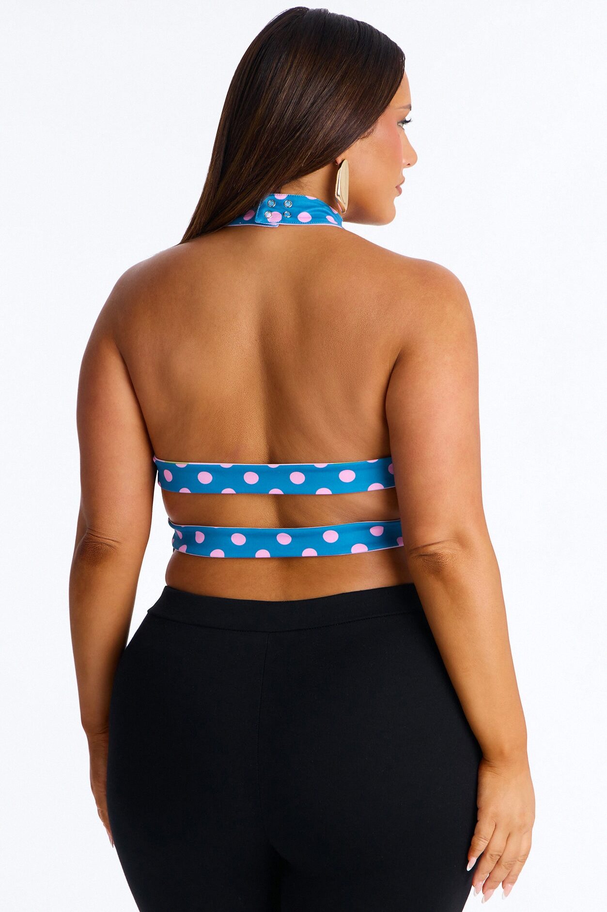 Chloe Reversible Polka Dot Halter Top - Pink/combo