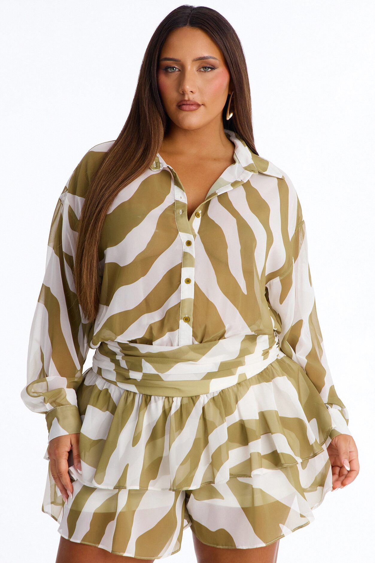 Celine Chiffon Collar Romper - Sage