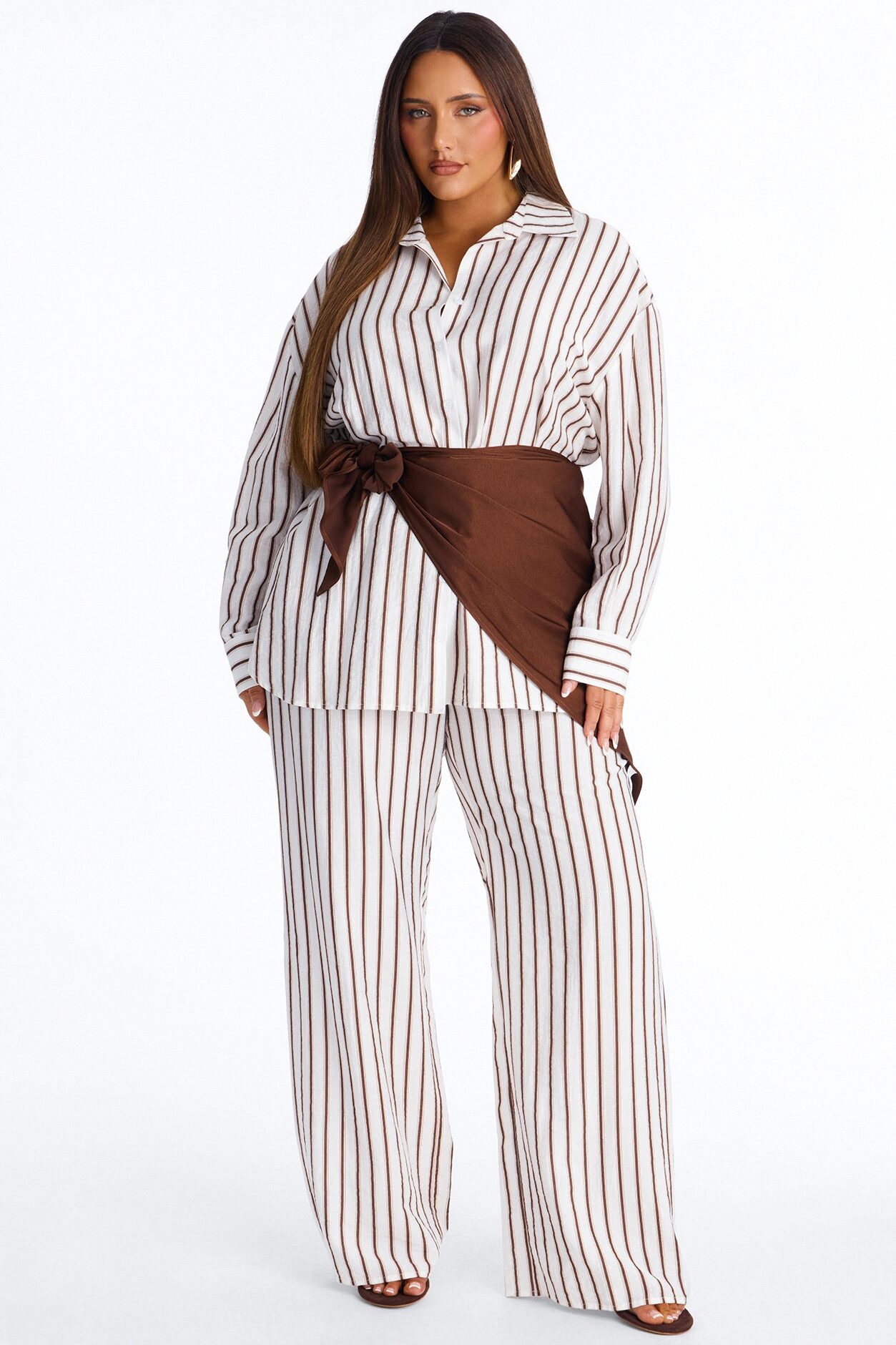 Senna Linen 3 Piece Scarf Pant Set - White/combo