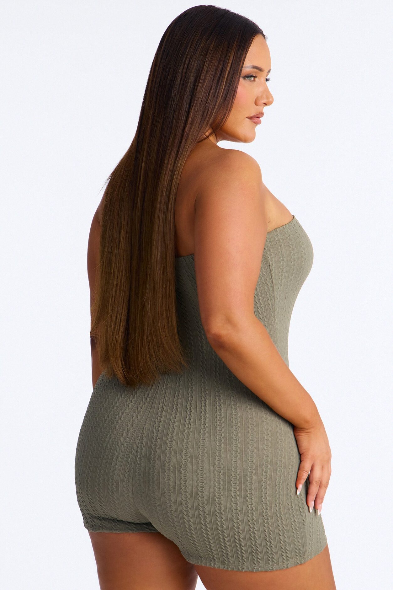 Marissa Cable Knit Micro Romper - Olive