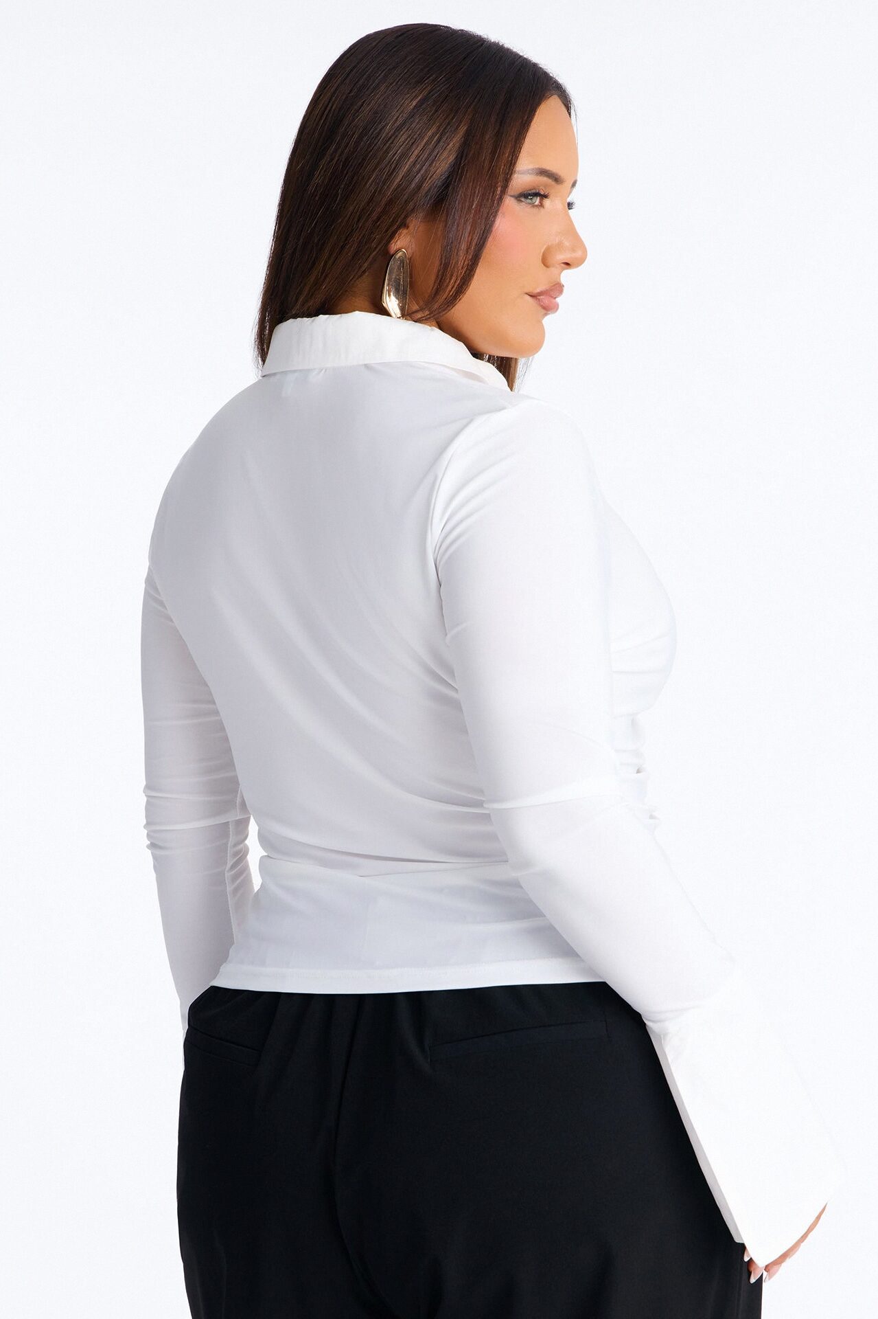 Sue Long Sleeve Button Up Shirt - White