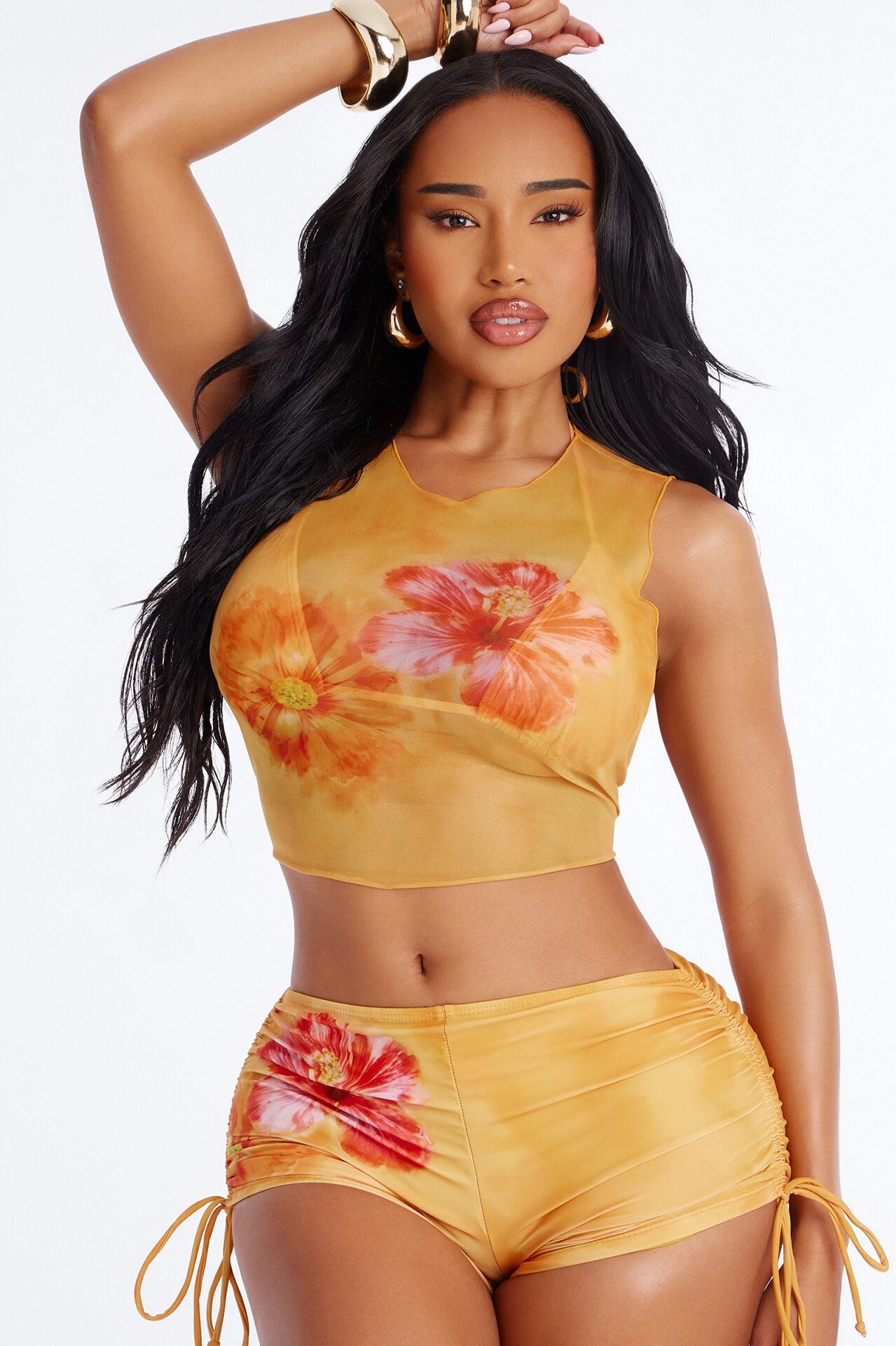 Island Vibe Bikini And Coverup Top - Mustard